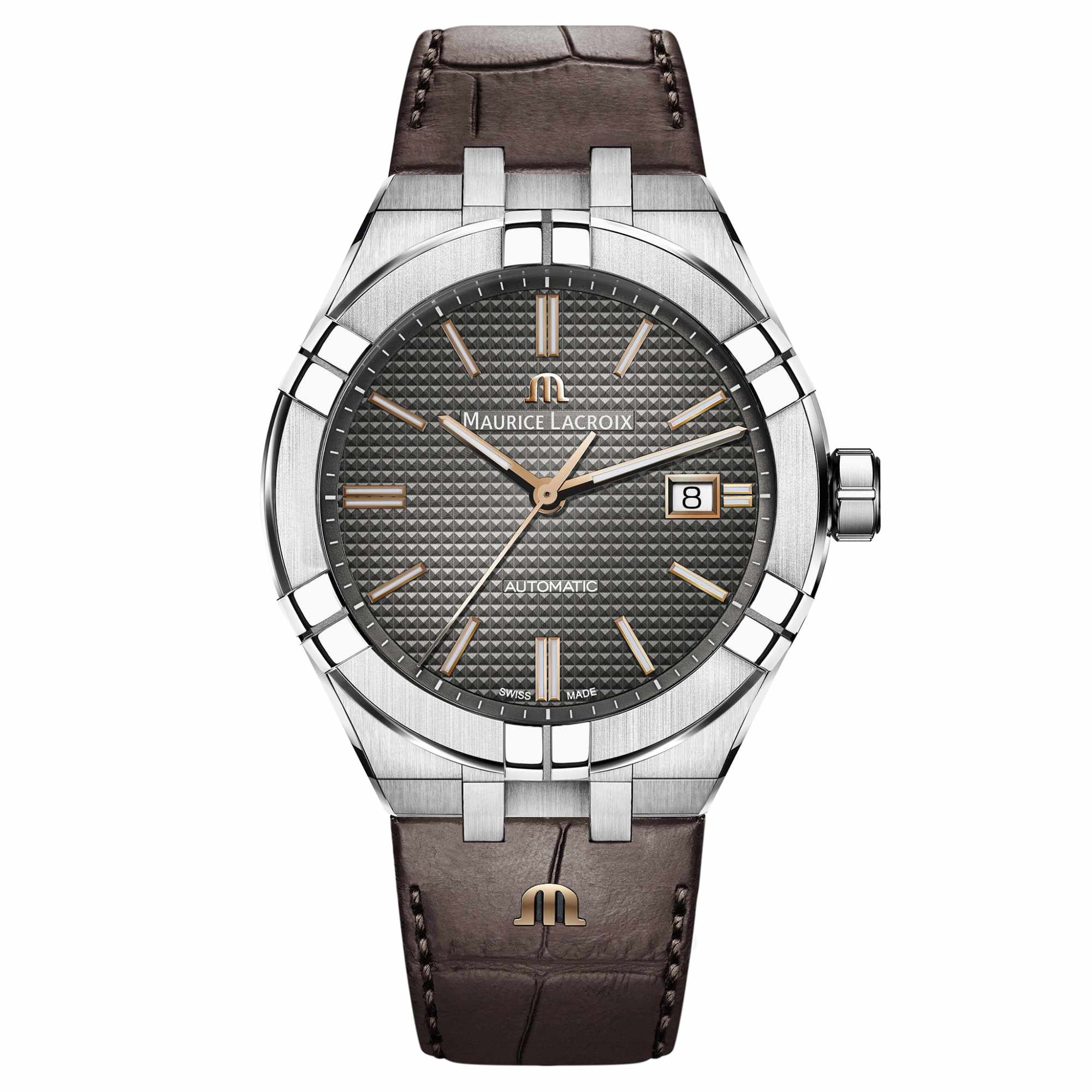 Maurice Lacroix Aikon Automatic Date 42 mm (AI6008-SS001-331-1) aus Leder, Edelstahl