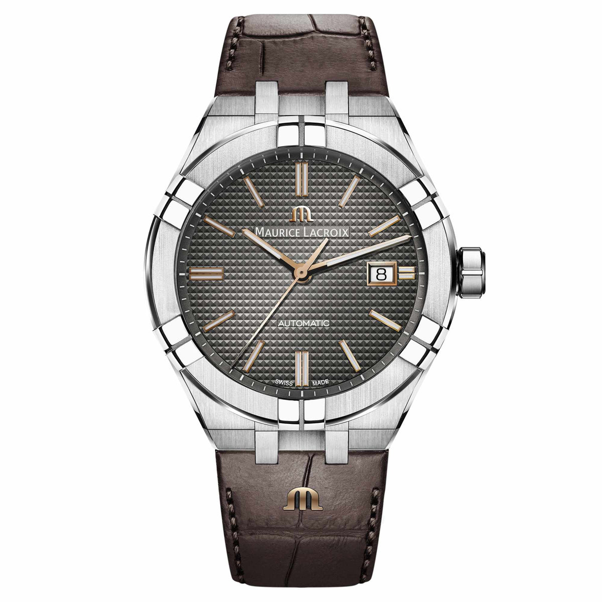 Maurice Lacroix Aikon Automatic Date 42mm (AI6008-SS001-331-1) aus Leder, Edelstahl