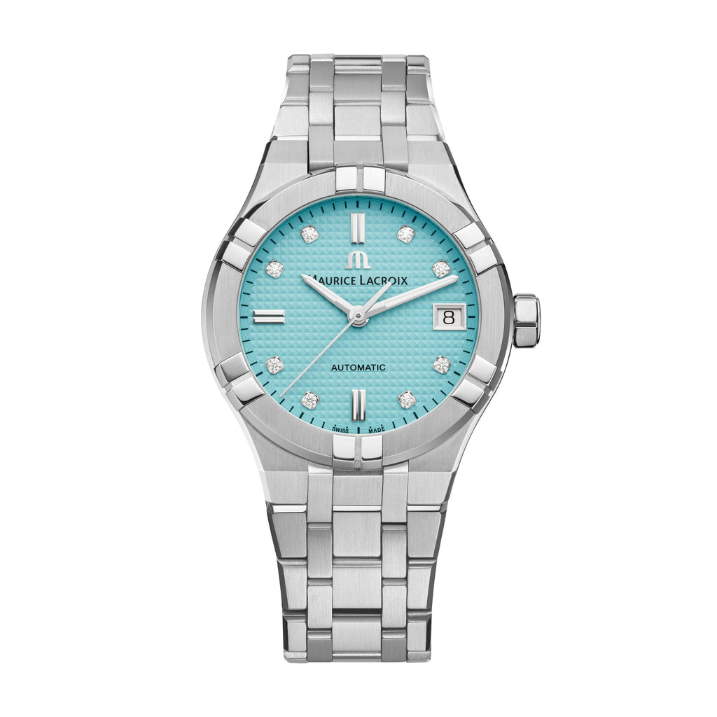 Maurice Lacroix Aikon Automatic Limited Summer Edition 35mm (AI6006-SS00F-451-C) aus Edelstahl mit Diamant und Türkis
