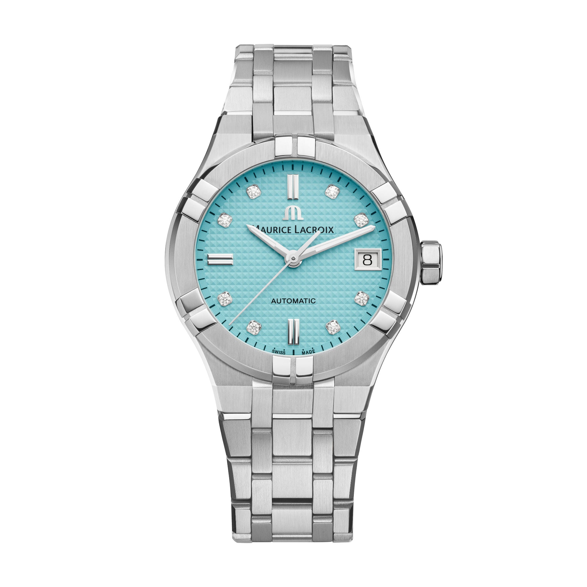 Maurice Lacroix Aikon Automatic Limited Summer Edition 35mm (AI6006-SS00F-451-C) aus Edelstahl mit Diamant und Türkis