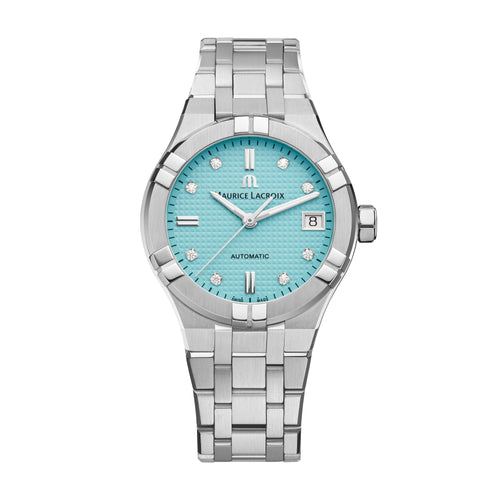 Maurice Lacroix Aikon Automatic Limited Summer Edition 35mm (AI6006-SS00F-451-C) aus Edelstahl mit Diamant und Türkis