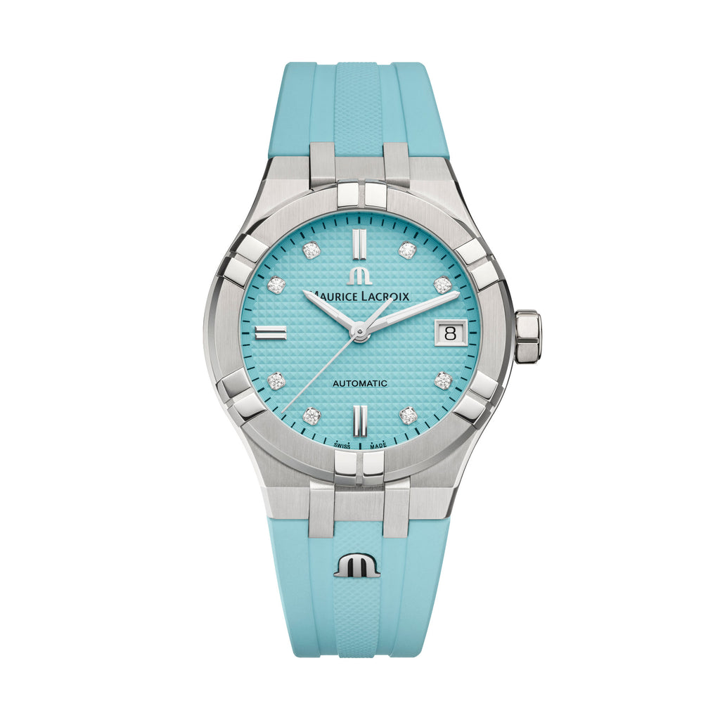 Maurice Lacroix Aikon Automatic Limited Summer Edition 35mm (AI6006-SS00F-451-C) aus Edelstahl mit Diamant und Türkis