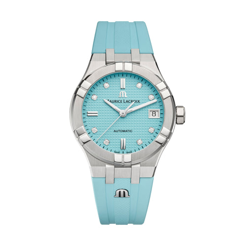 Maurice Lacroix Aikon Automatic Limited Summer Edition 35mm (AI6006-SS00F-451-C) aus Edelstahl mit Diamant und Türkis
