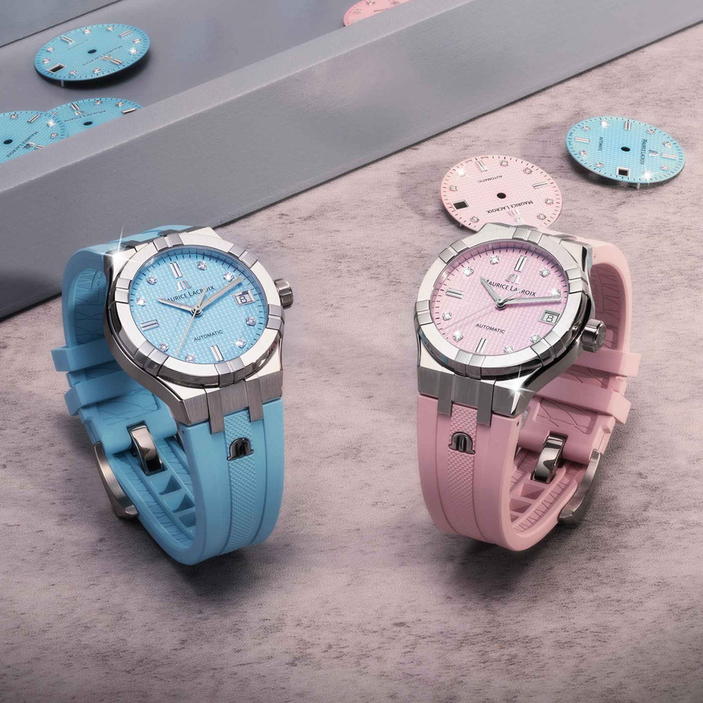 Maurice Lacroix Aikon Automatic Limited Summer Edition 35mm (AI6006-SS00F-451-C) aus Edelstahl mit Diamant und Türkis