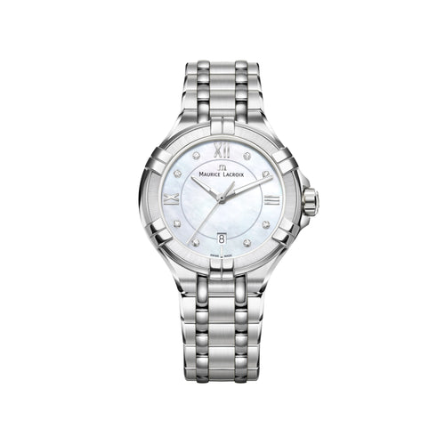 Maurice Lacroix Aikon Date 30mm (AI1004-SS002-170-1) aus Edelstahl mit Diamant und Perlmutt