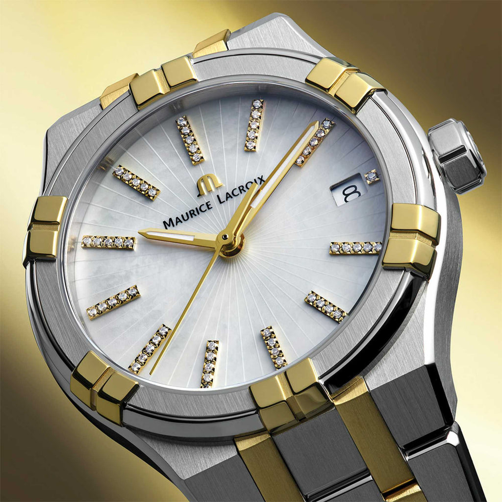 Maurice Lacroix Aikon Quartz 35 mm Duotone (AI1106-PVY13-170-1) aus Edelstahl mit Perlmutt