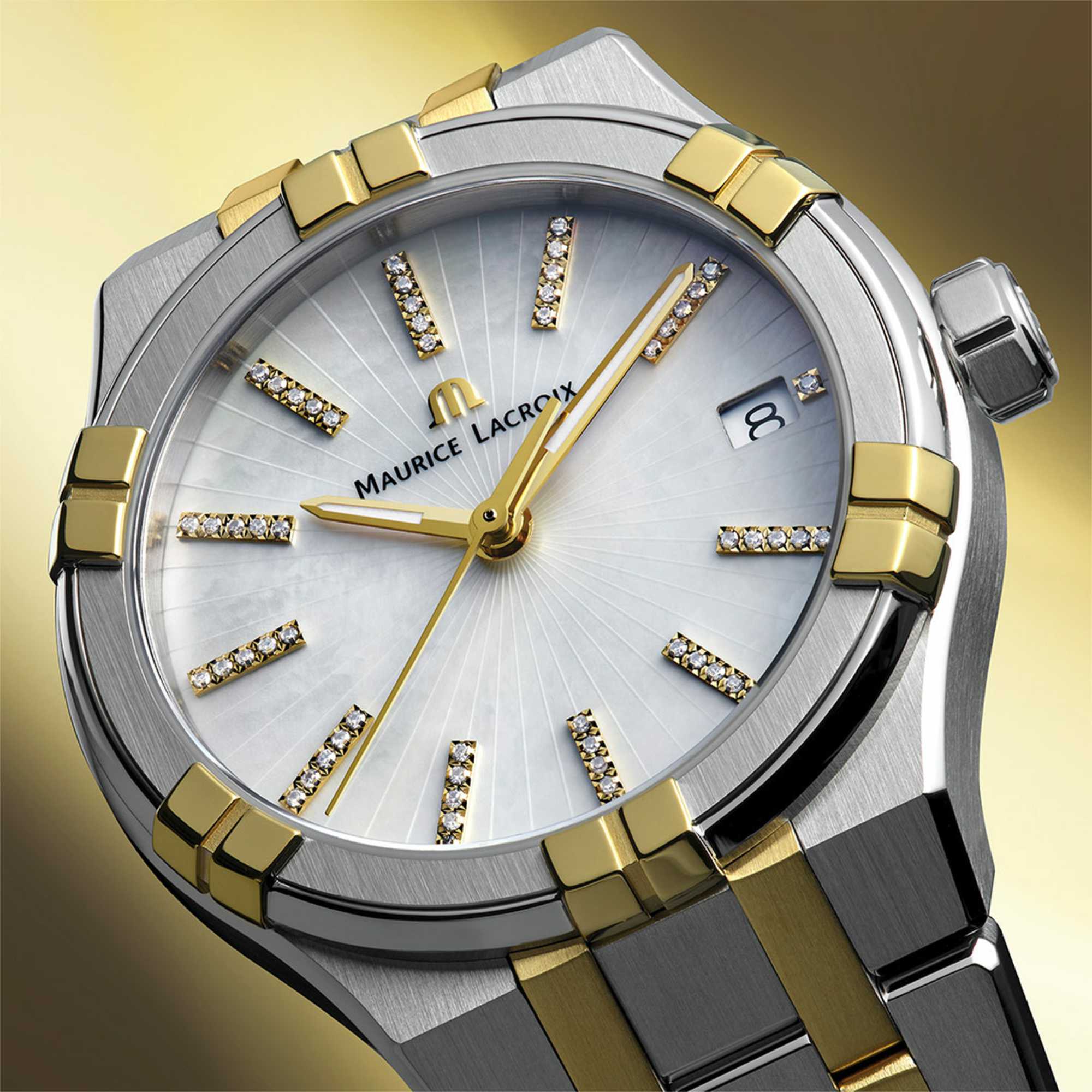 Maurice Lacroix Aikon Quartz 35 mm Duotone (AI1106-PVY13-170-1) aus Edelstahl mit Perlmutt
