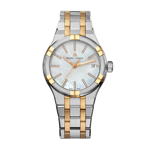 Maurice Lacroix Aikon Quartz Date 35mm (AI1106-PVP02-170-1) aus Edelstahl mit Diamant und Perlmutt