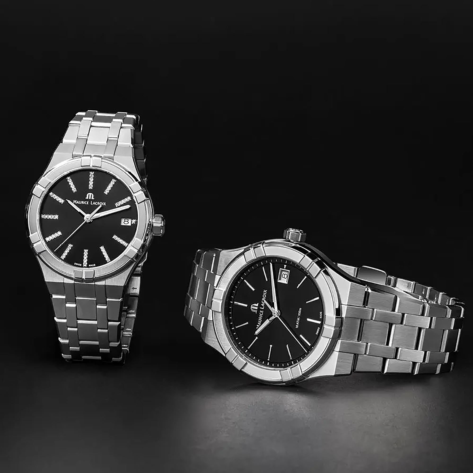 Maurice Lacroix Aikon Quartz Date 35mm (AI1106-SS002-350-1) aus Edelstahl mit Diamant