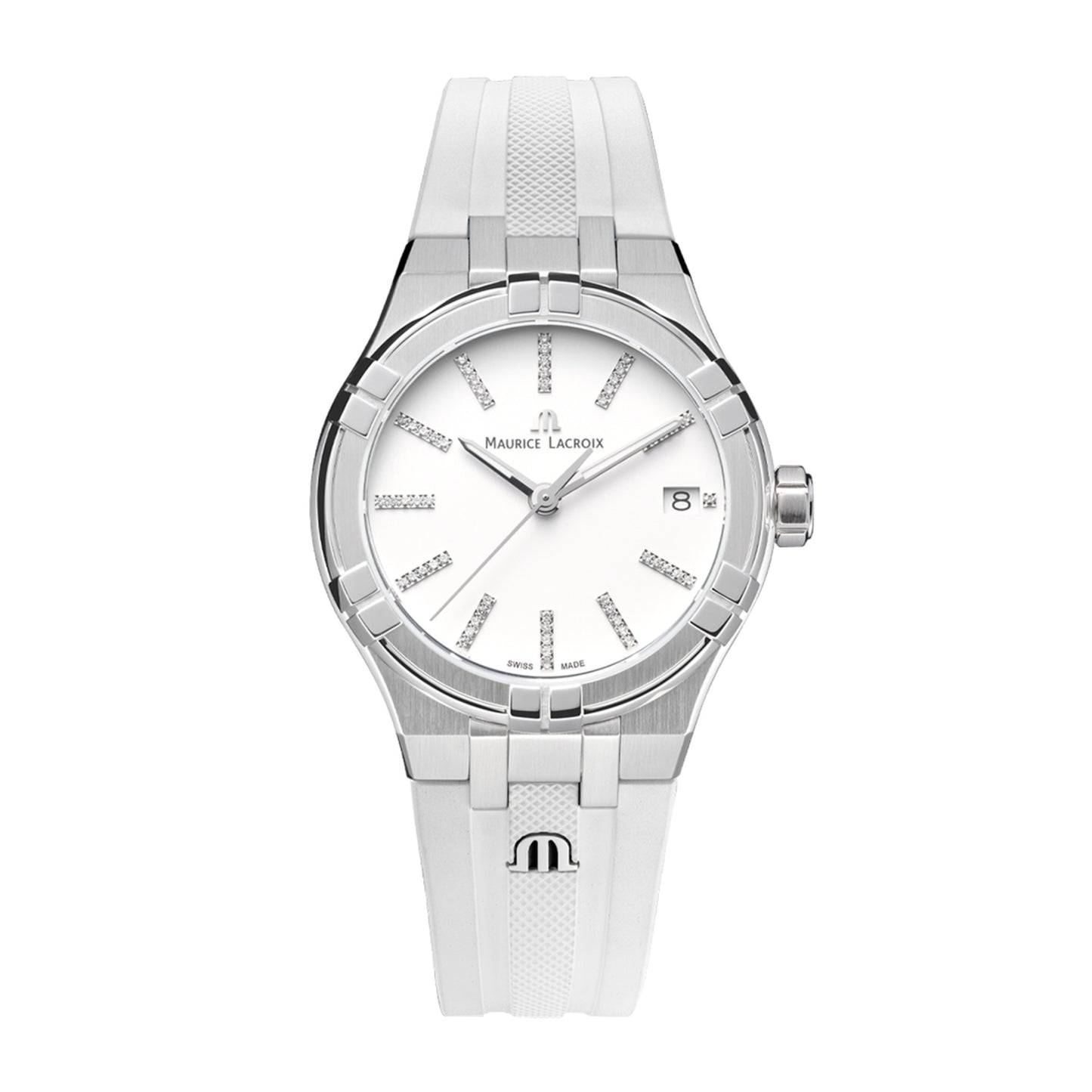 Maurice Lacroix Aikon Quartz Date 35mm (AI1106-SS000-150-7) aus Edelstahl mit Diamant