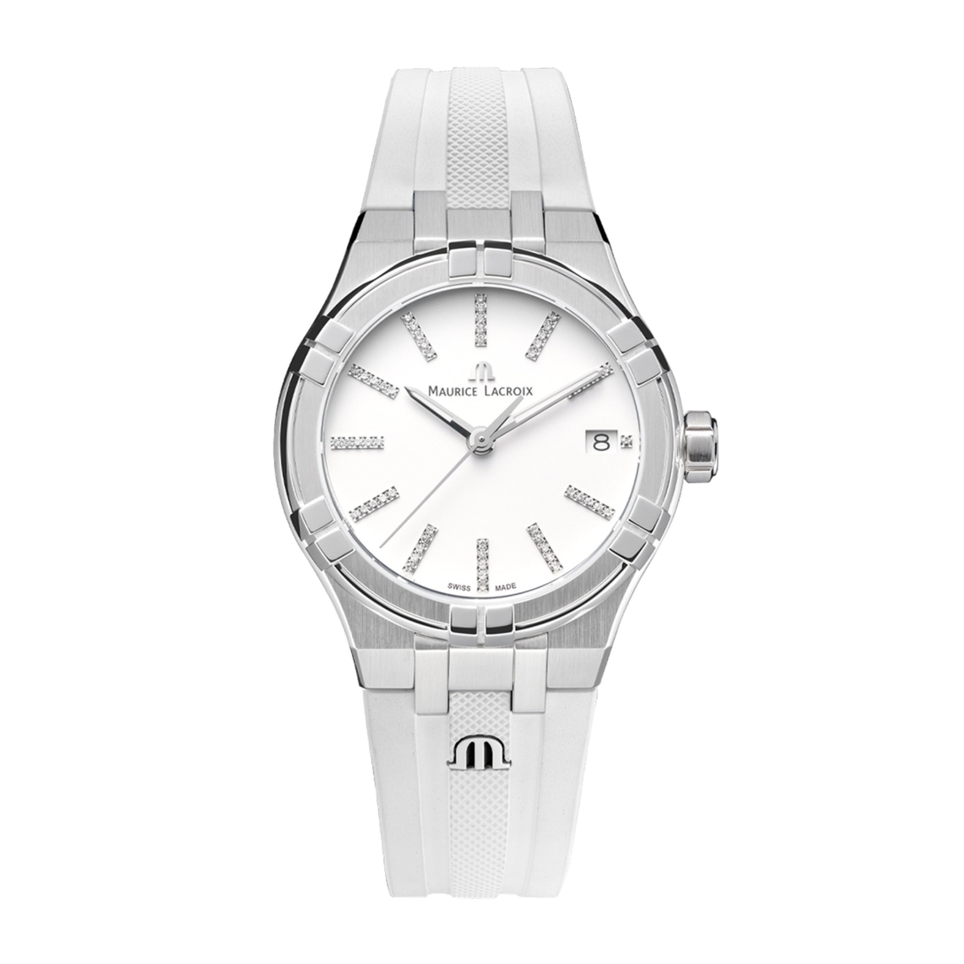 Maurice Lacroix Aikon Quartz Date 35mm (AI1106-SS000-150-7) aus Edelstahl mit Diamant