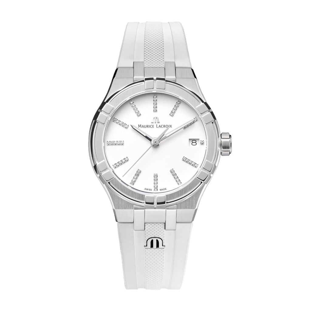 Maurice Lacroix Aikon Quartz Date 35mm (AI1106-SS000-150-7) aus Edelstahl mit Diamant
