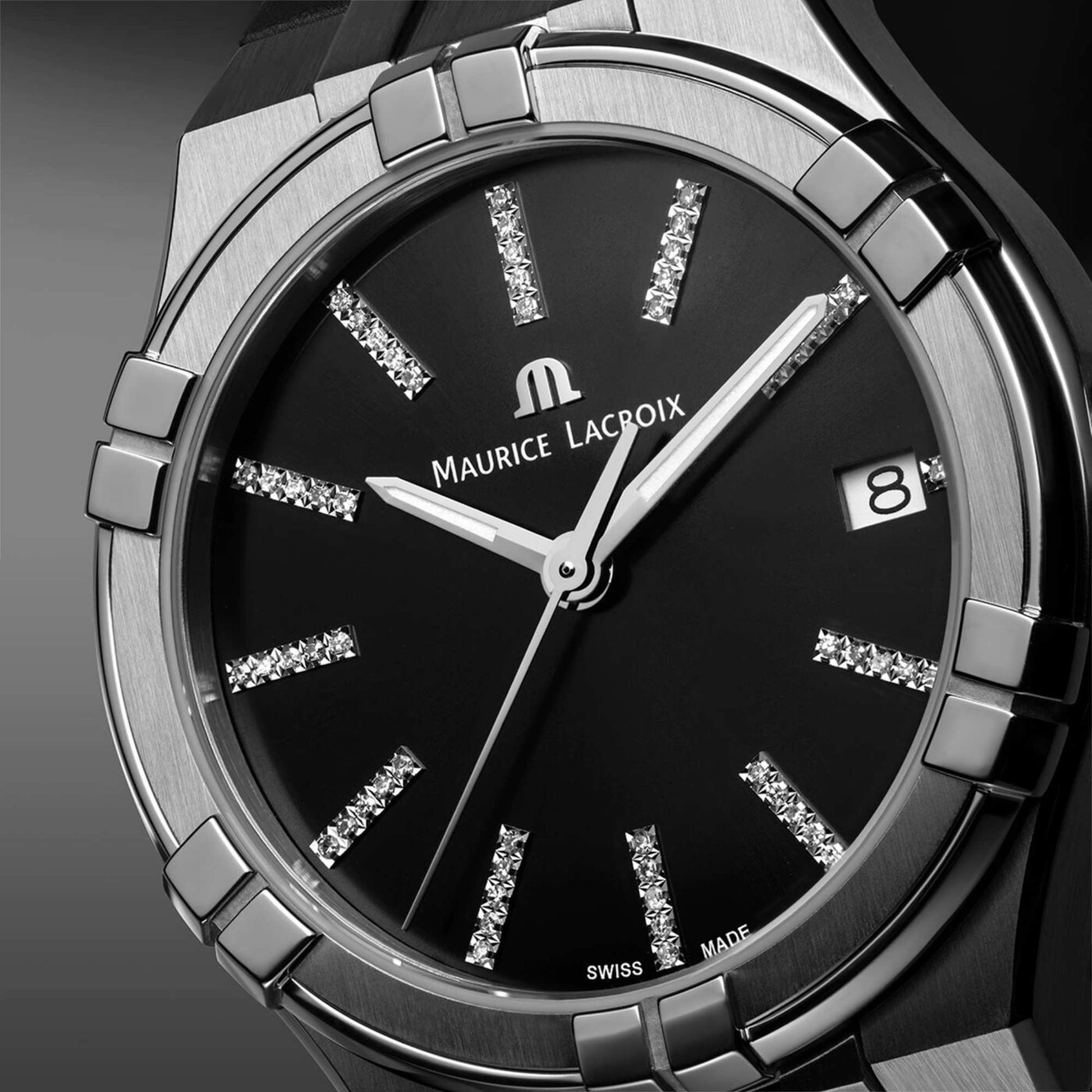 Maurice Lacroix Aikon Quartz Date 35mm (AI1106-SS000-350-2) aus Edelstahl mit Diamant