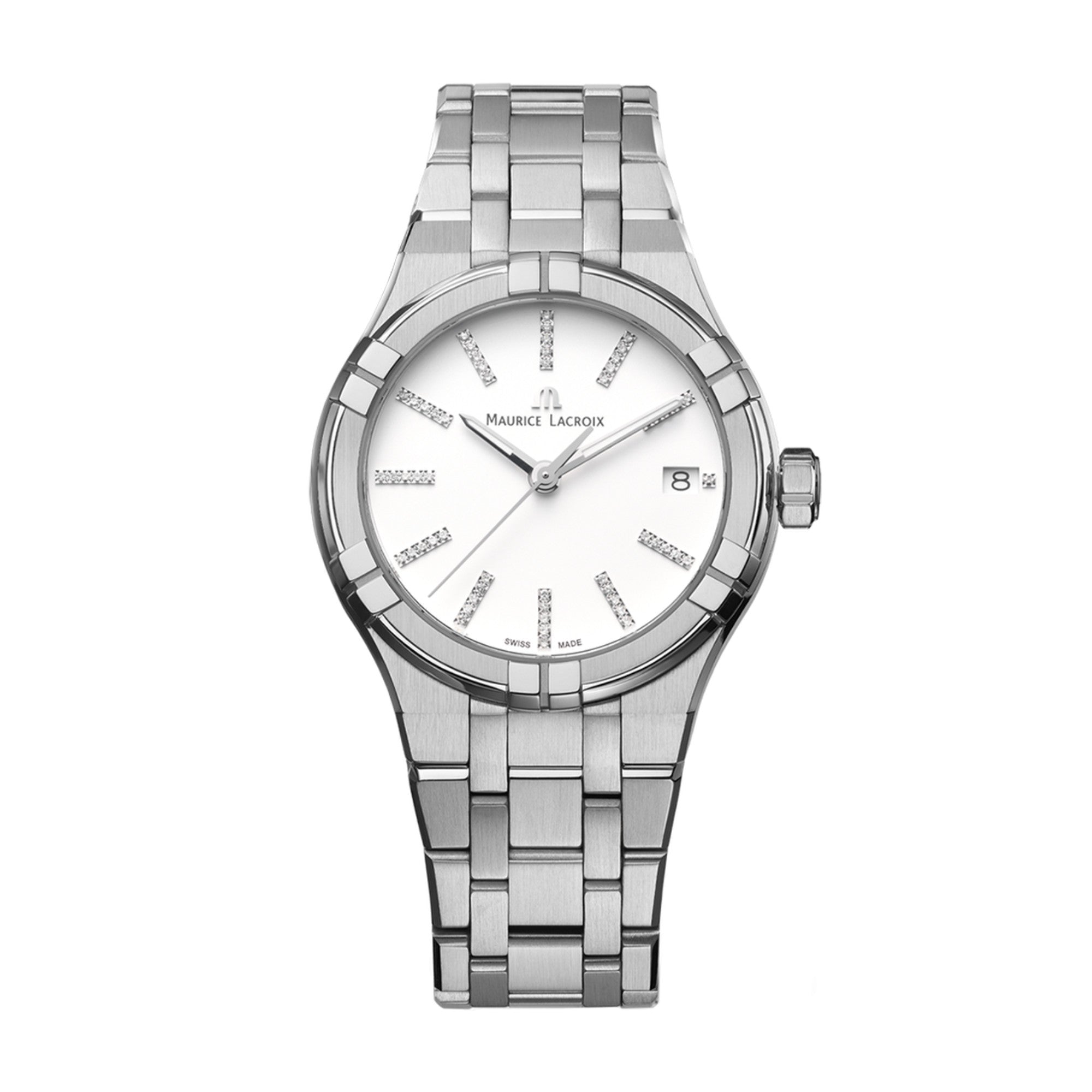 Maurice Lacroix Aikon Quartz Date (AI1106-SS002-150-1) aus Edelstahl mit Diamant