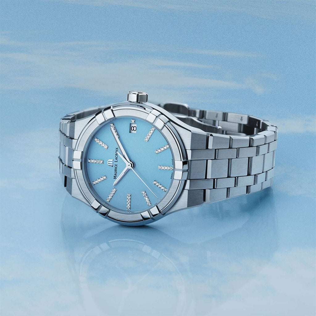 Maurice Lacroix Aikon Quartz Coulors Edition (AI1106-SS002-450-1) aus Edelstahl mit Diamant und Quarz