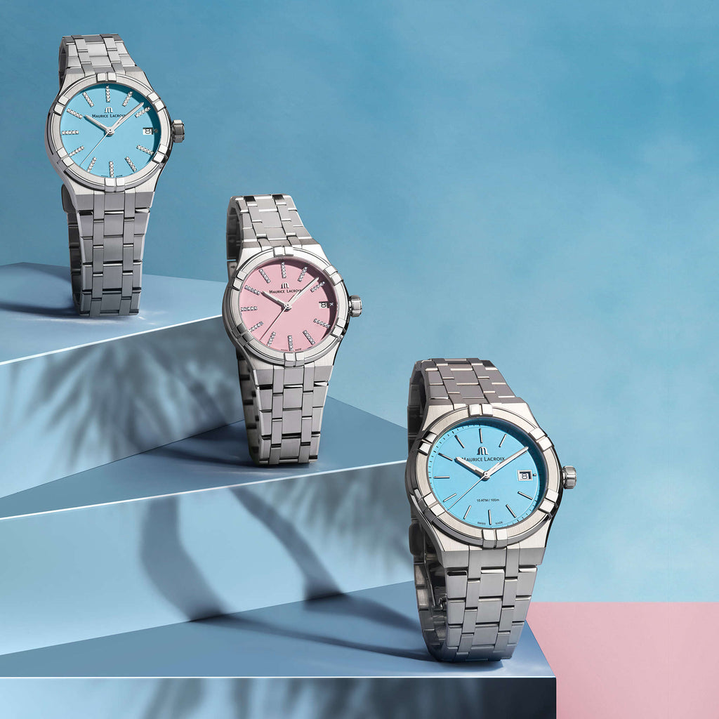 Maurice Lacroix Aikon Quarz Coulors Edition (AI1106-SS002-550-1) aus Edelstahl mit Diamant und Quarz