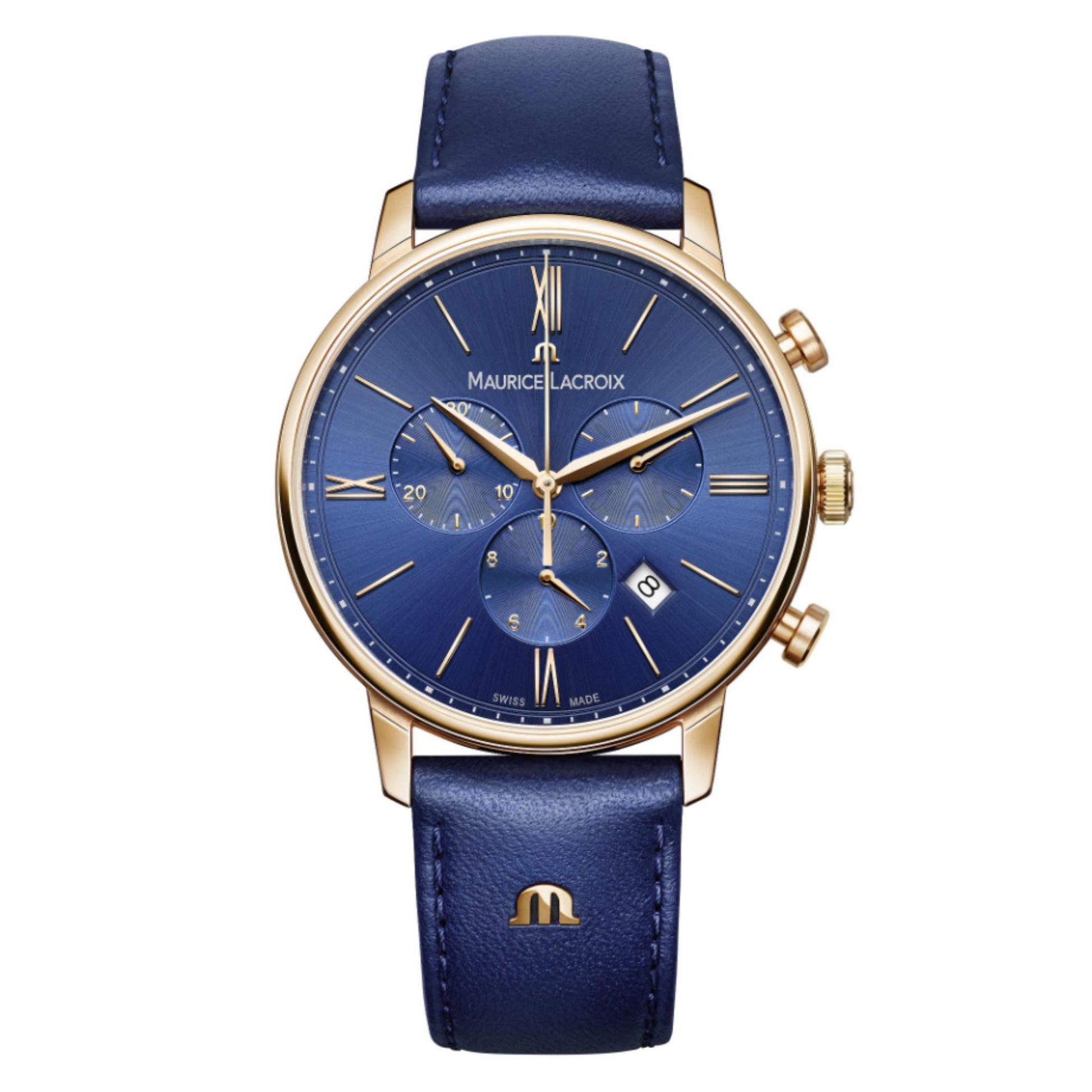 Maurice Lacroix Eliros Chronograph (EL1098-PVP01-411-1) aus Roségold, Leder, Edelstahl mit Diamant