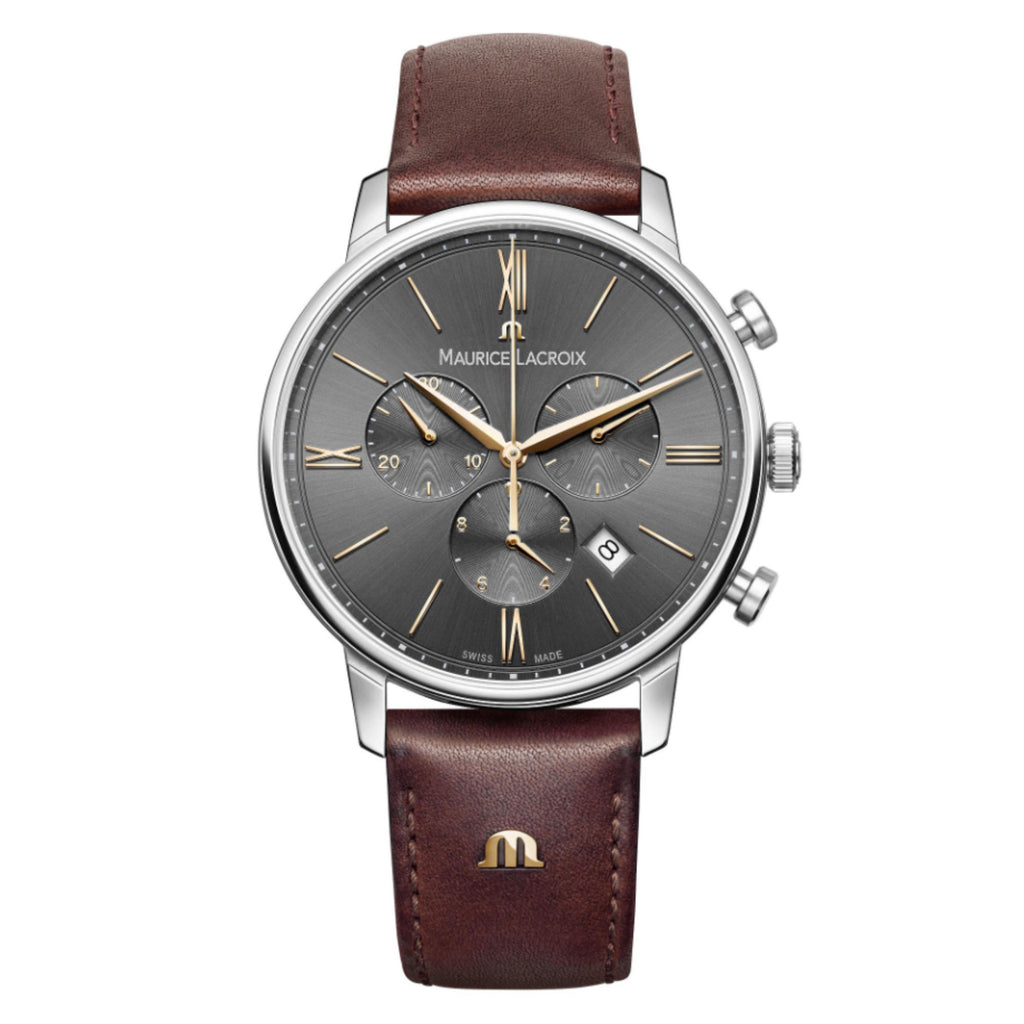Maurice Lacroix Eliros Chronograph (EL1098-SS001-311-1) aus Leder, Edelstahl mit Diamant
