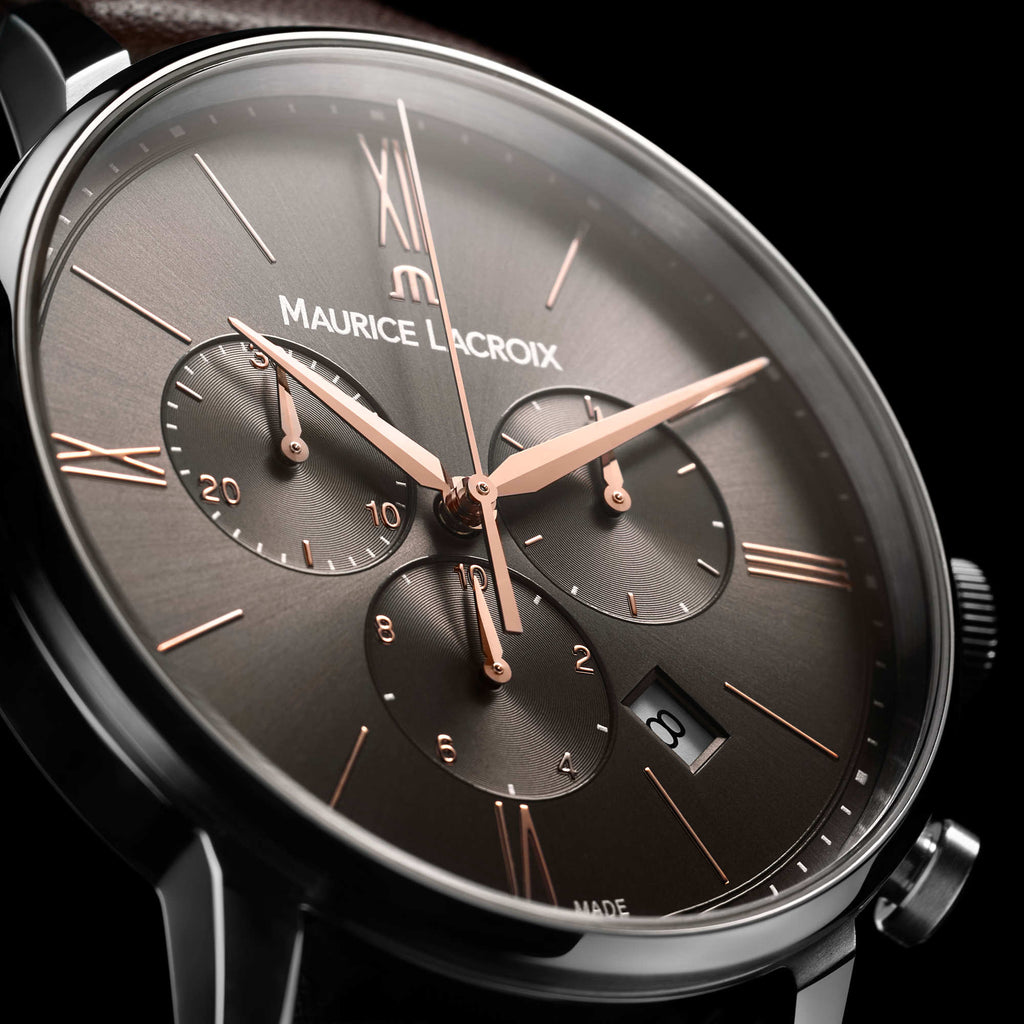 Maurice Lacroix Eliros Chronograph (EL1098-SS001-311-1) aus Leder, Edelstahl mit Diamant