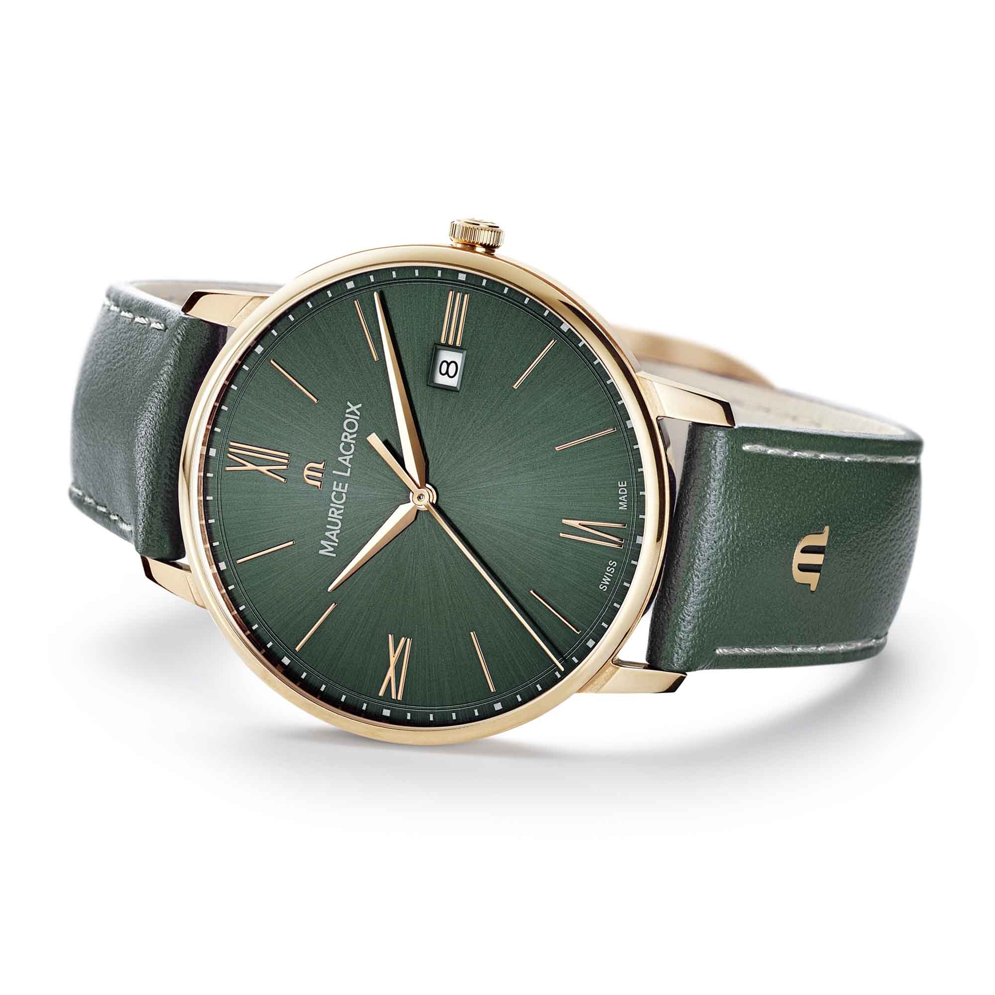 Maurice Lacroix Eliros Green Smoked 40mm (EL1118-PVP01-610-1) aus Leder