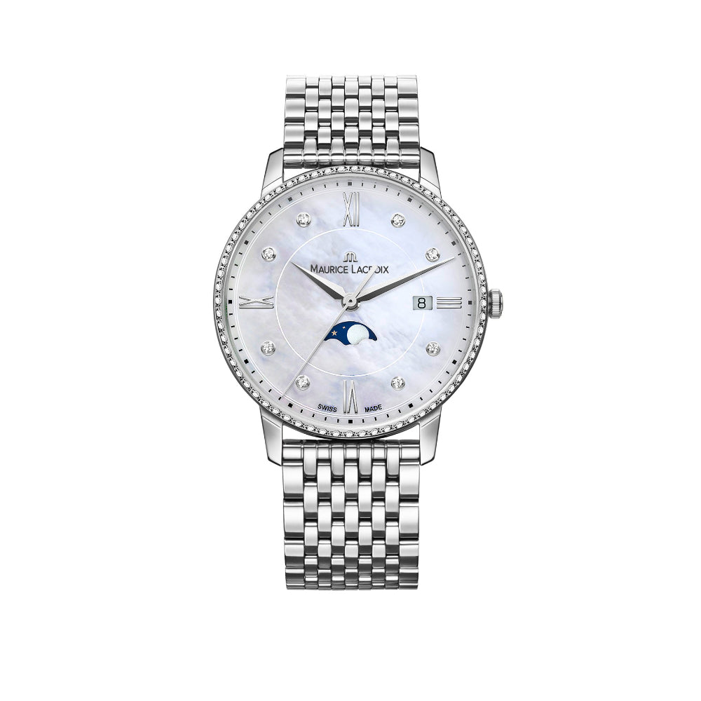 Eliros Moonphase, Edelstahl • Diamant • Perlmutt von Maurice Lacroix (EL1096-SD502-170-1)