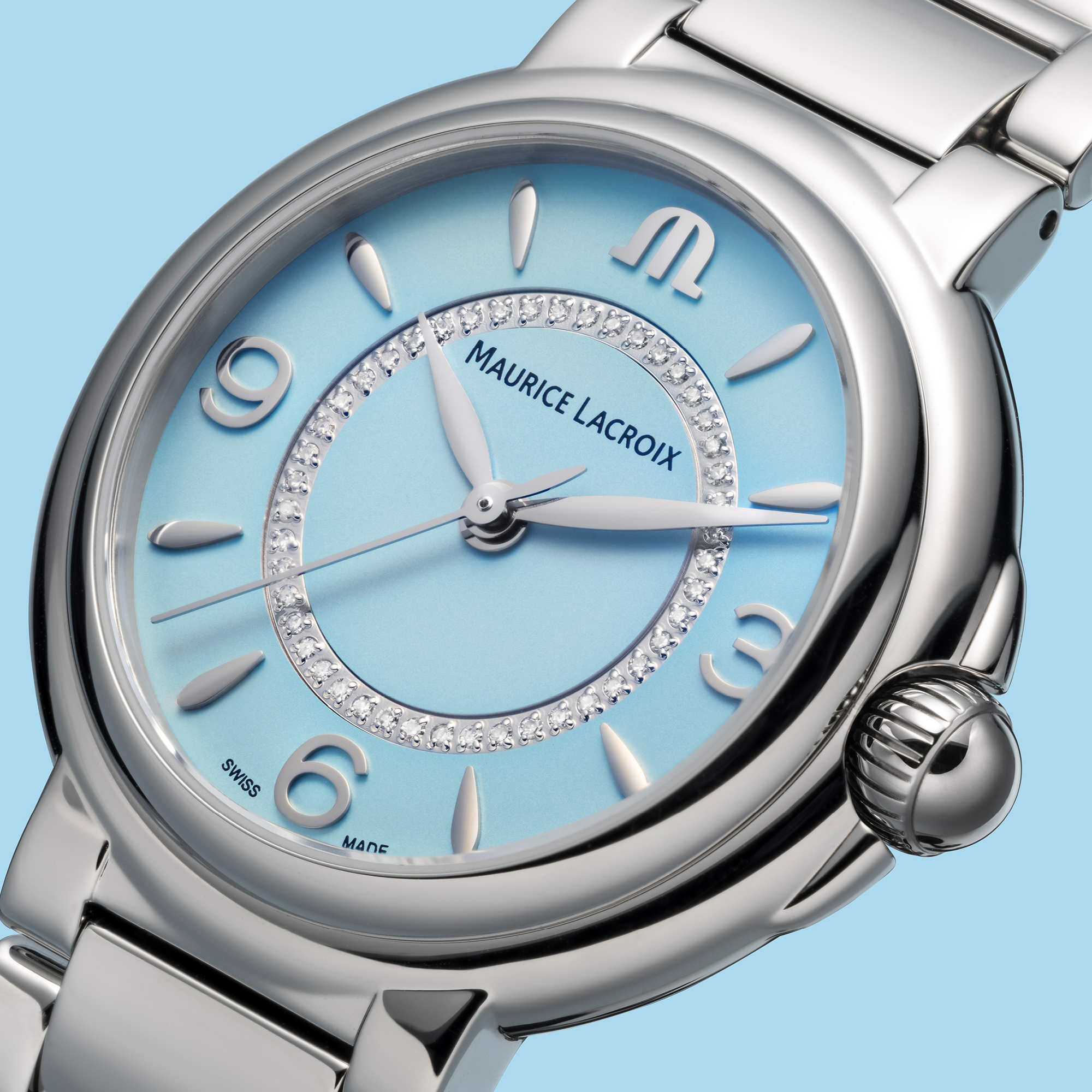 Maurice Lacroix Fabia Colors Edition (FA1104-SS002-E20-1) aus Edelstahl mit Diamant