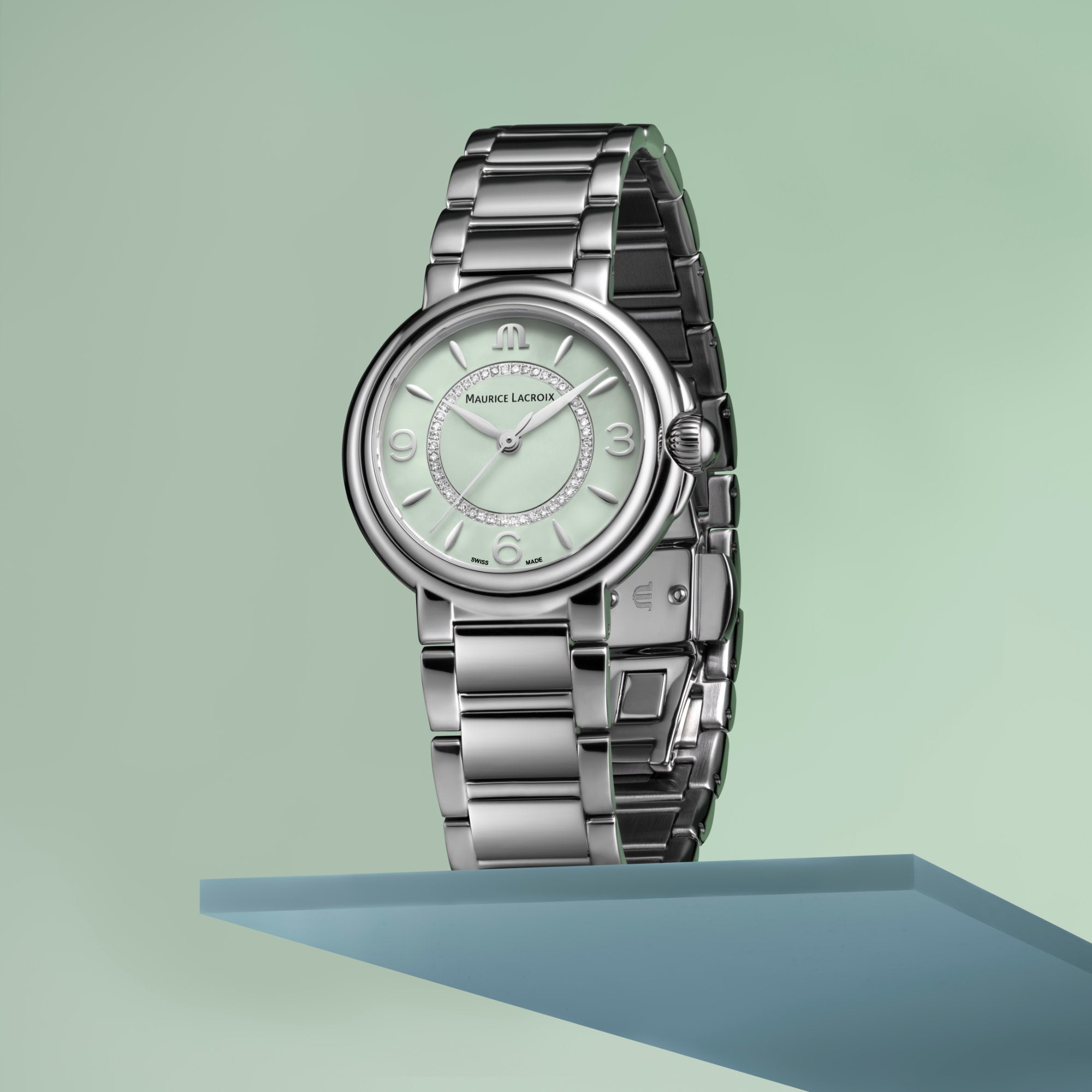 Maurice Lacroix Fabia Colors Edition (FA1104-SS002-G20-1) aus Edelstahl mit Diamant
