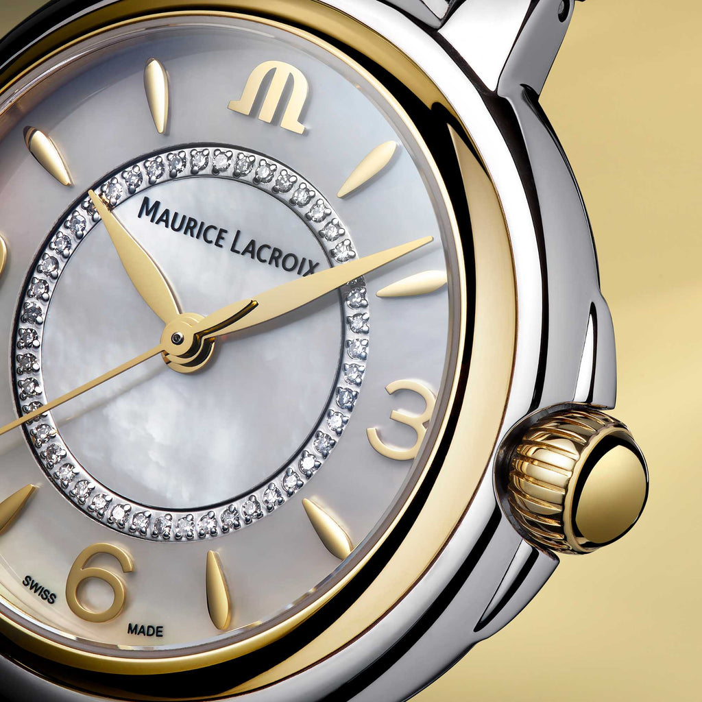 Maurice Lacroix Fiaba 32 mm Duotone (FA1104-SSY13-B20-1) aus Edelstahl mit Diamant und Perlmutt