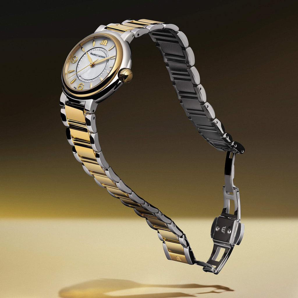 Maurice Lacroix Fiaba 32 mm Duotone (FA1104-SSY13-B20-1) aus Edelstahl mit Diamant und Perlmutt