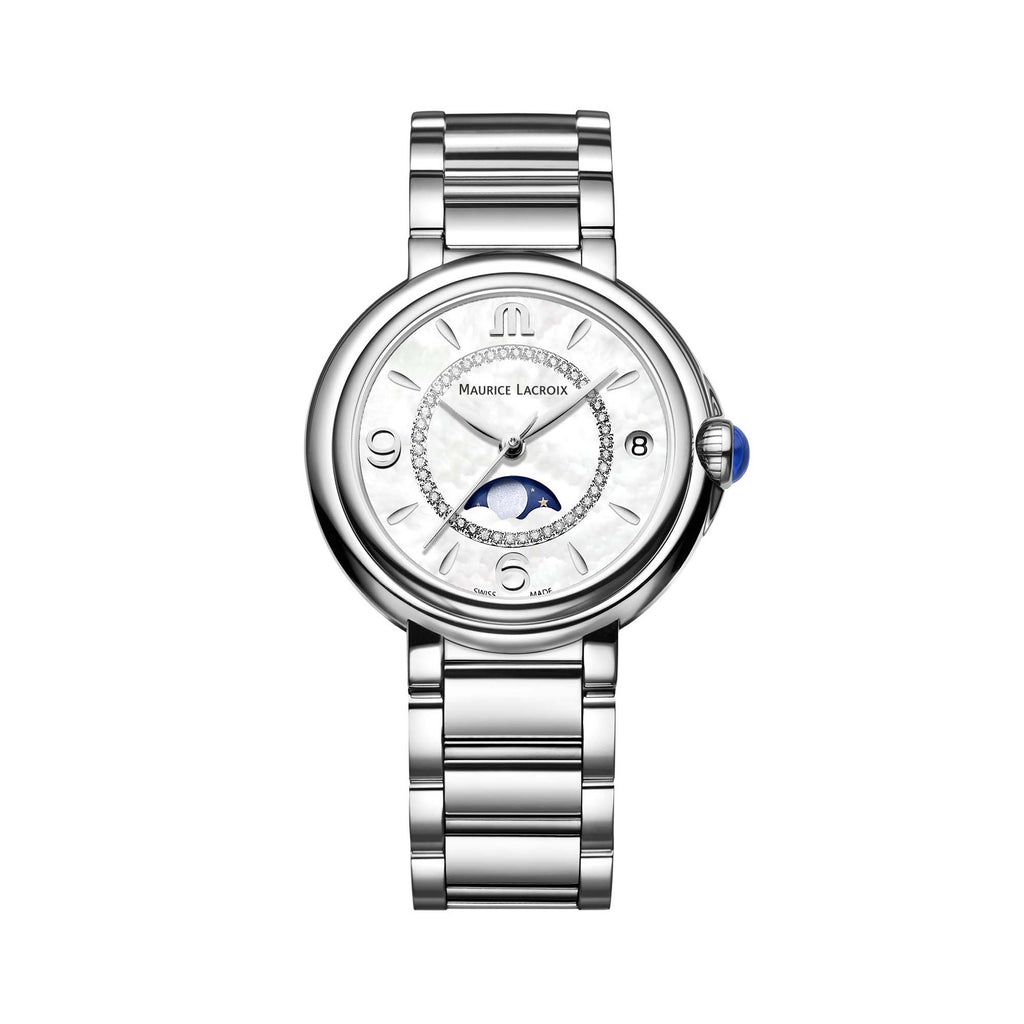Maurice Lacroix Fiaba Moonphase 32mm (FA1084-SS002-170-1) aus Silber mit Diamant und Perlmutt