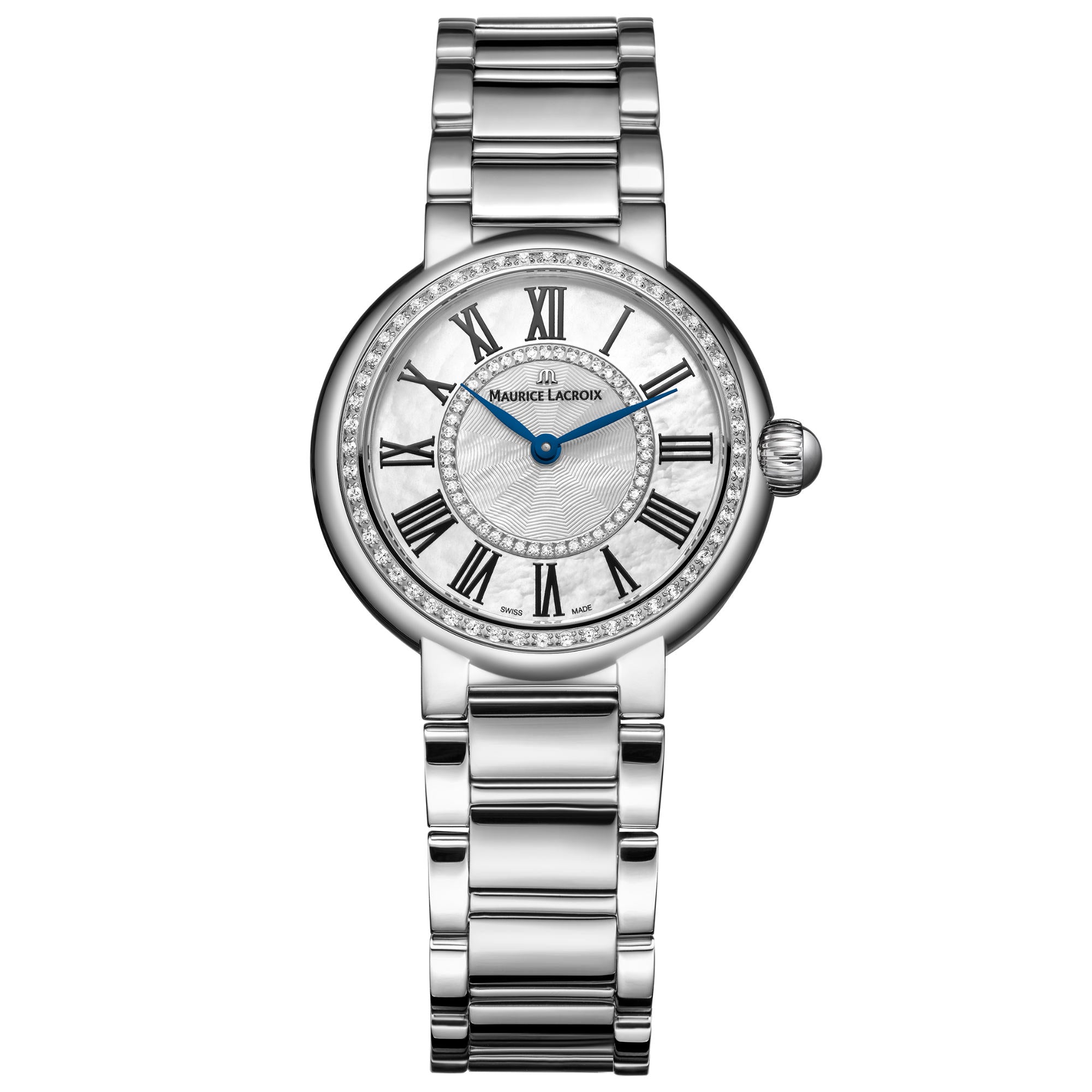 Maurice Lacroix Fiaba Round 33m (FA1306-SD502-110-1) aus Edelstahl mit Diamant und Perlmutt