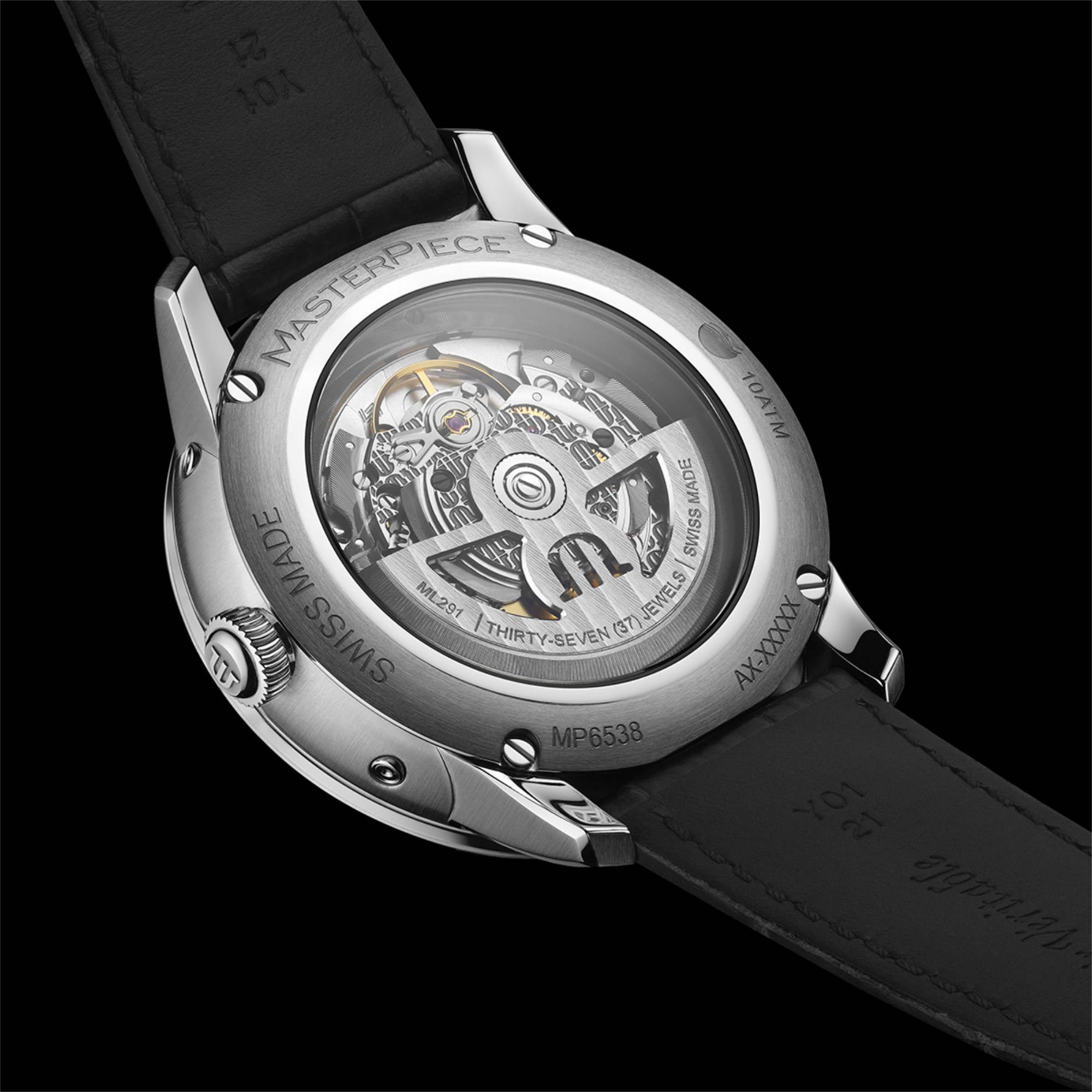 Maurice Lacroix Masterpiece Triple Rétrograde 43 mm (MP6538-SS001-110-1) aus Leder, Edelstahl