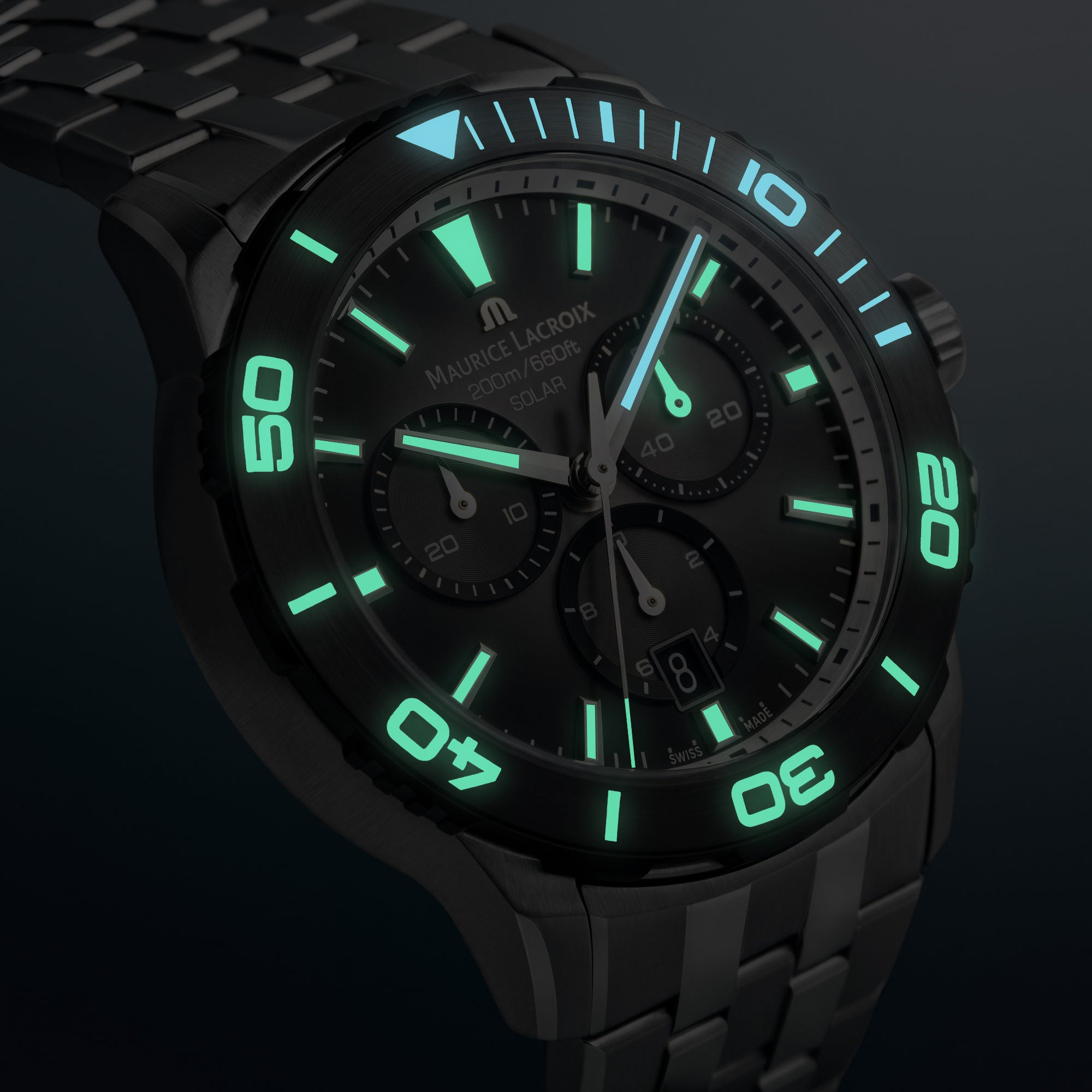 Maurice Lacroix Pontos S Solar Chronograph (PT1038-SSL22-330-1) aus Aluminium, Edelstahl