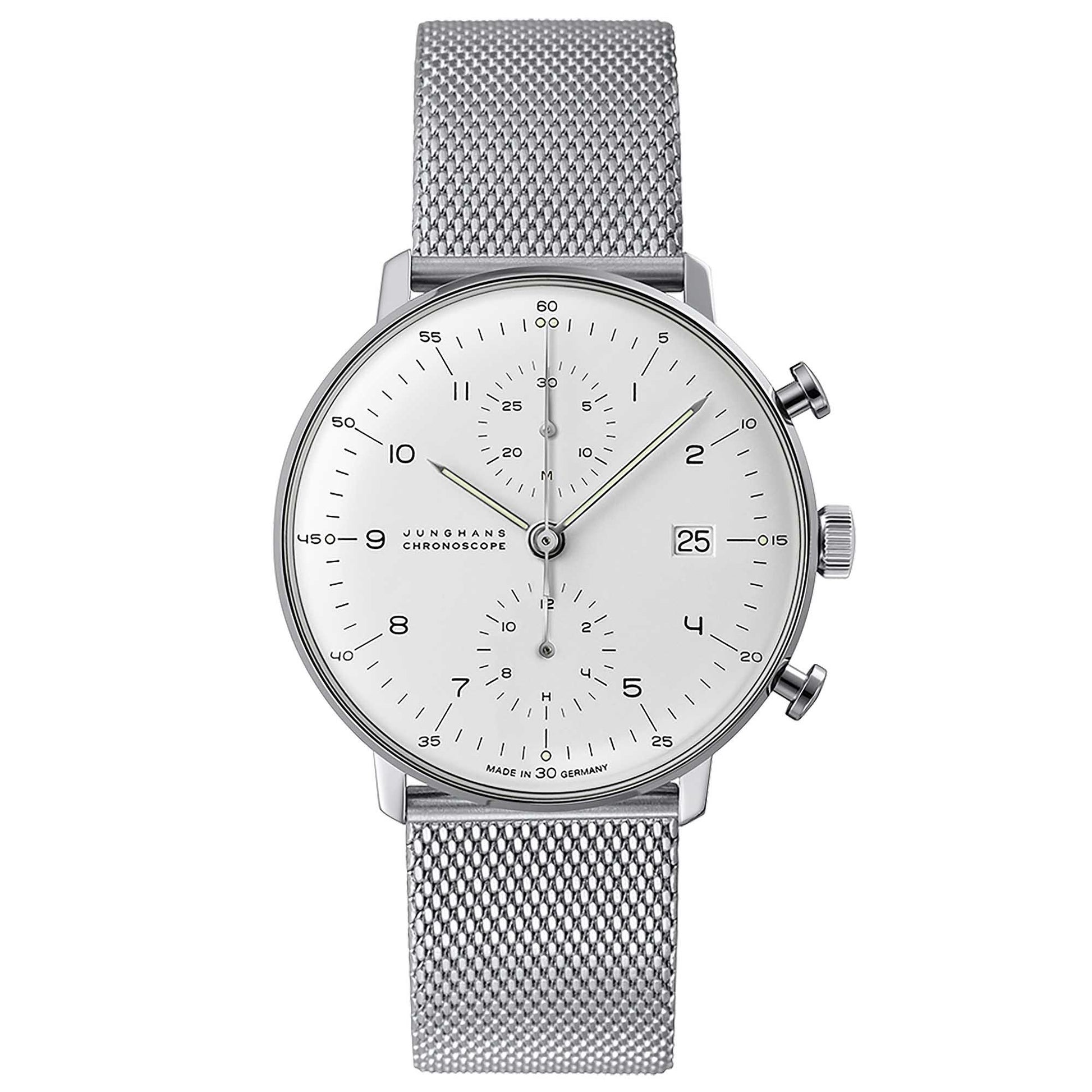 max bill Chronoscope, Edelstahl von Junghans (27/4003.46)