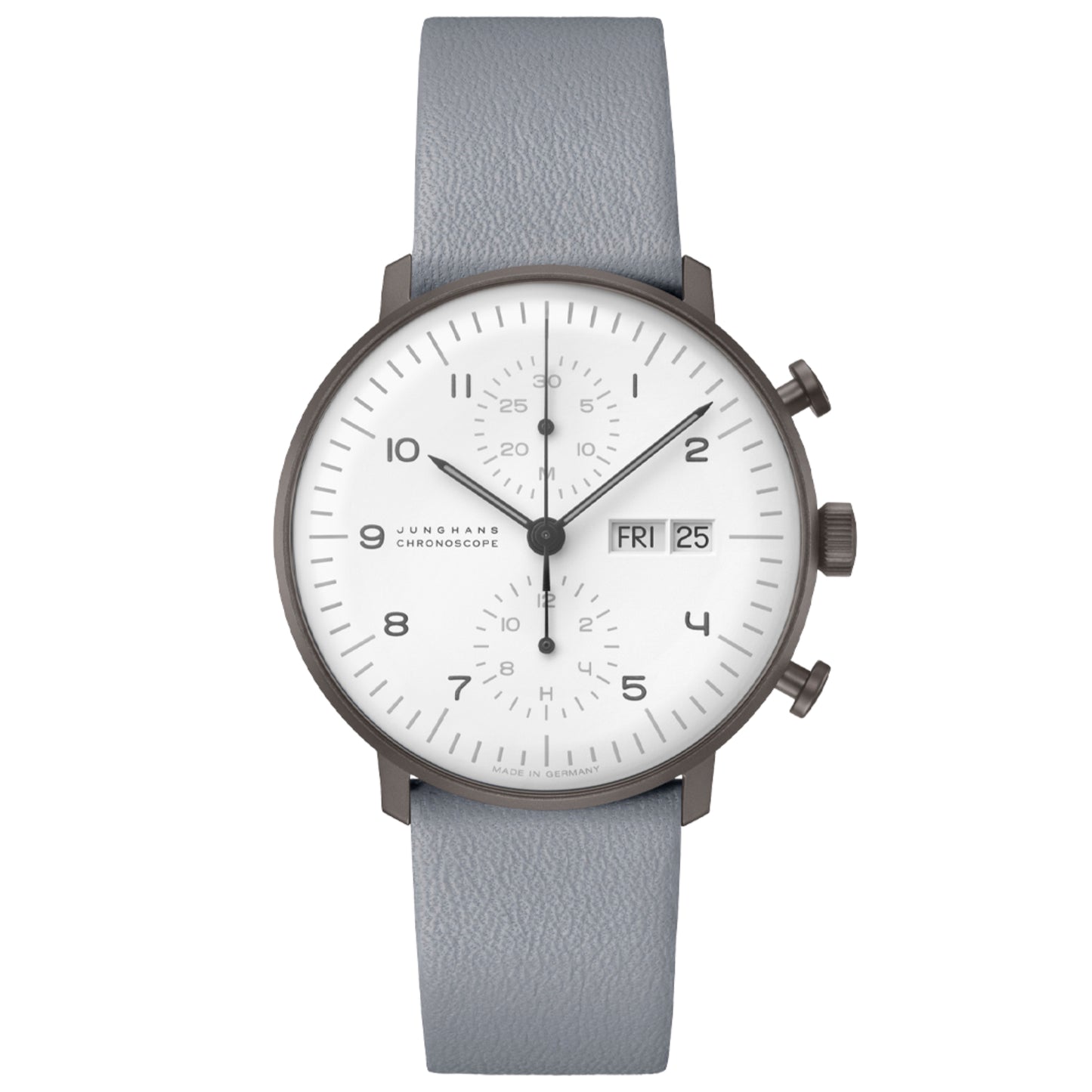 max bill Chronoscope, Datum Englisch, Edelstahl von Junghans (27/4008.03)