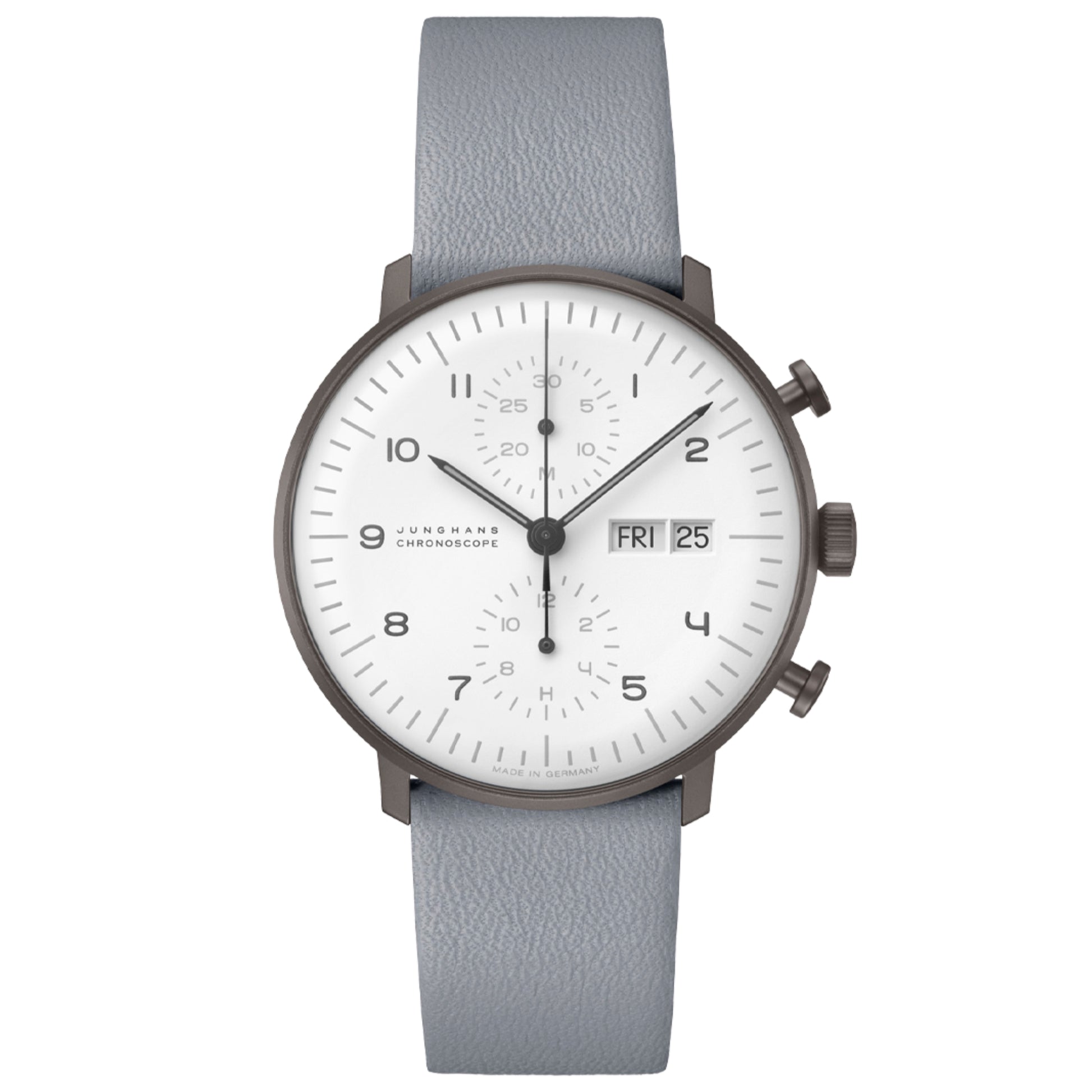 max bill Chronoscope, Datum Englisch, Edelstahl von Junghans (27/4008.03)