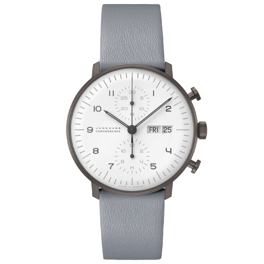 max bill Chronoscope, Datum Englisch, Edelstahl von Junghans (27/4008.03)