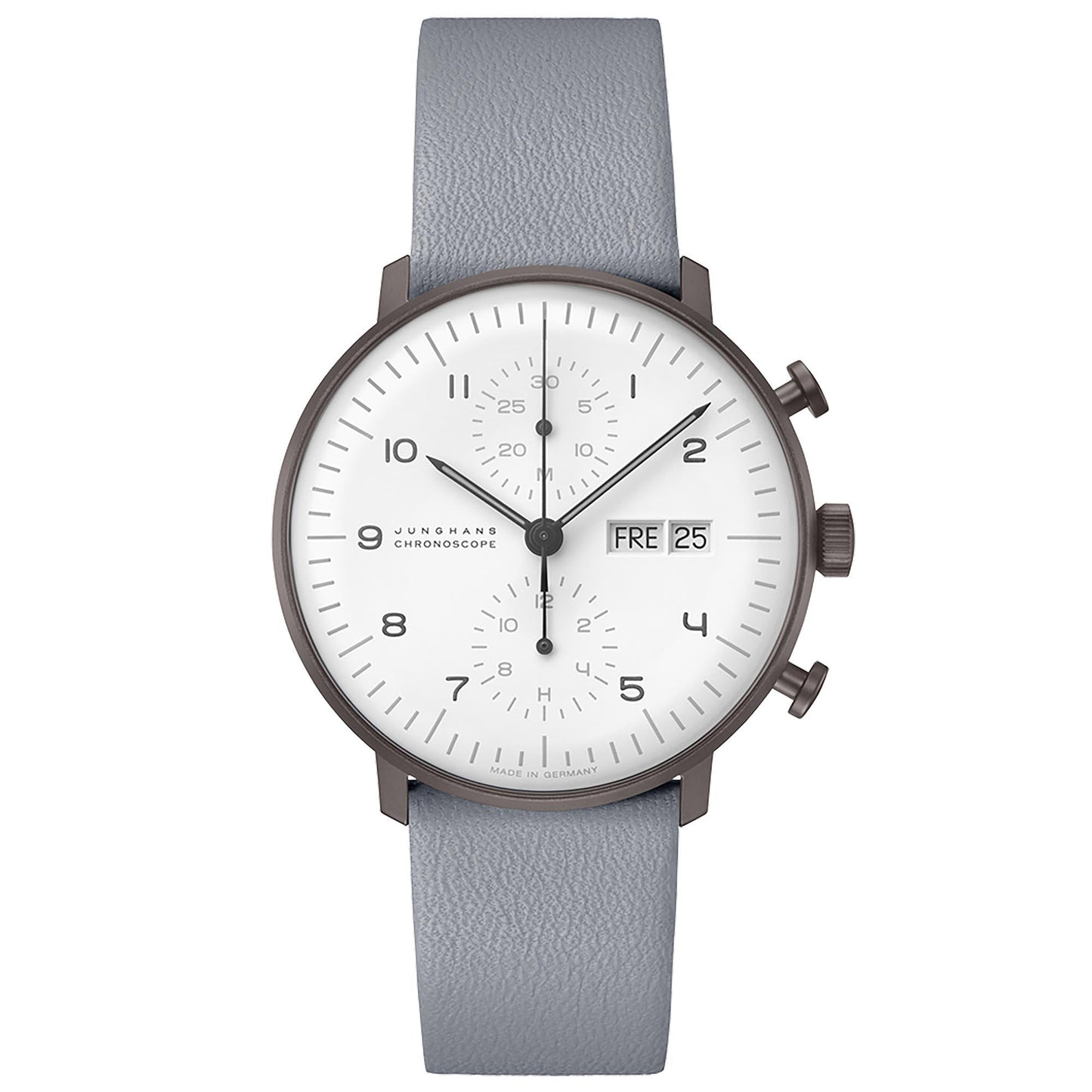 Max Bill Chronoscope, Edelstahl von Junghans (27/4008.02)