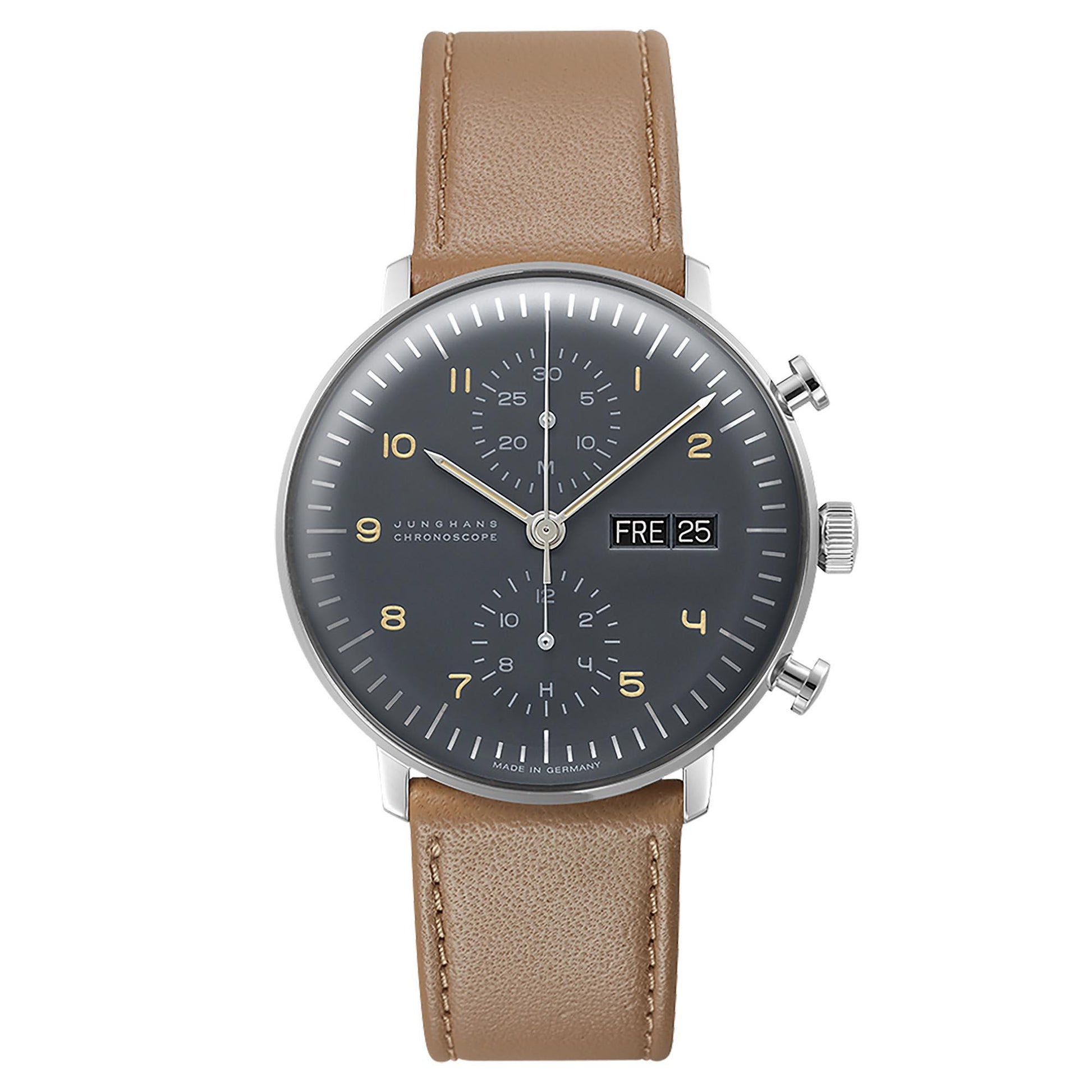 Max Bill Chronoscope, Edelstahl von Junghans (27/4501.02)