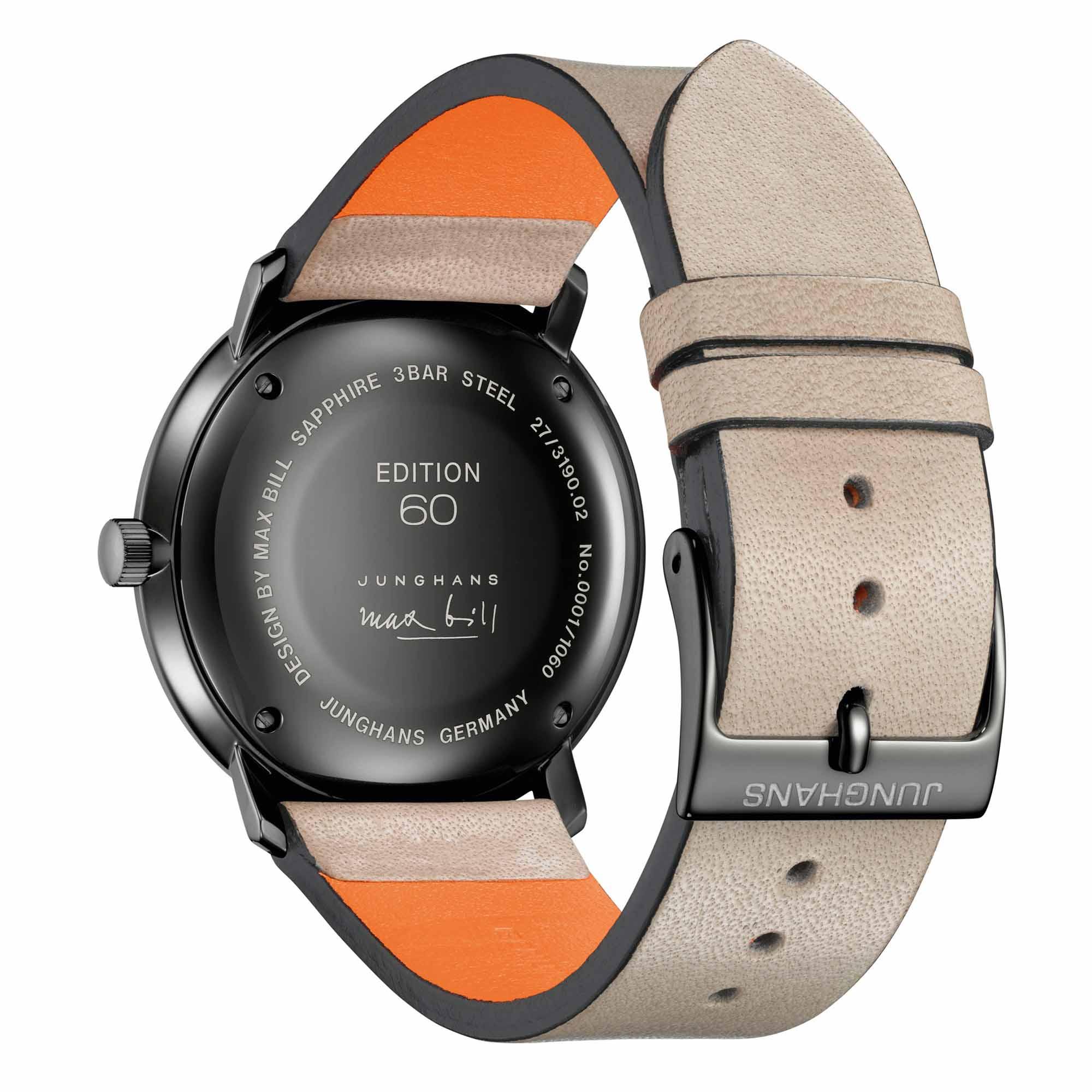 Max Bill MEGA Edition 60, Leder • Quarz von Junghans (58/4100.02)