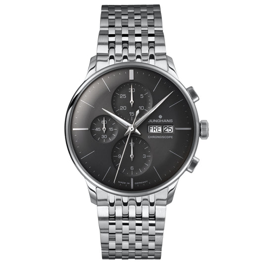 Meister Chronoscope, Datum englisch, Edelstahl von Junghans (27/4324.47)