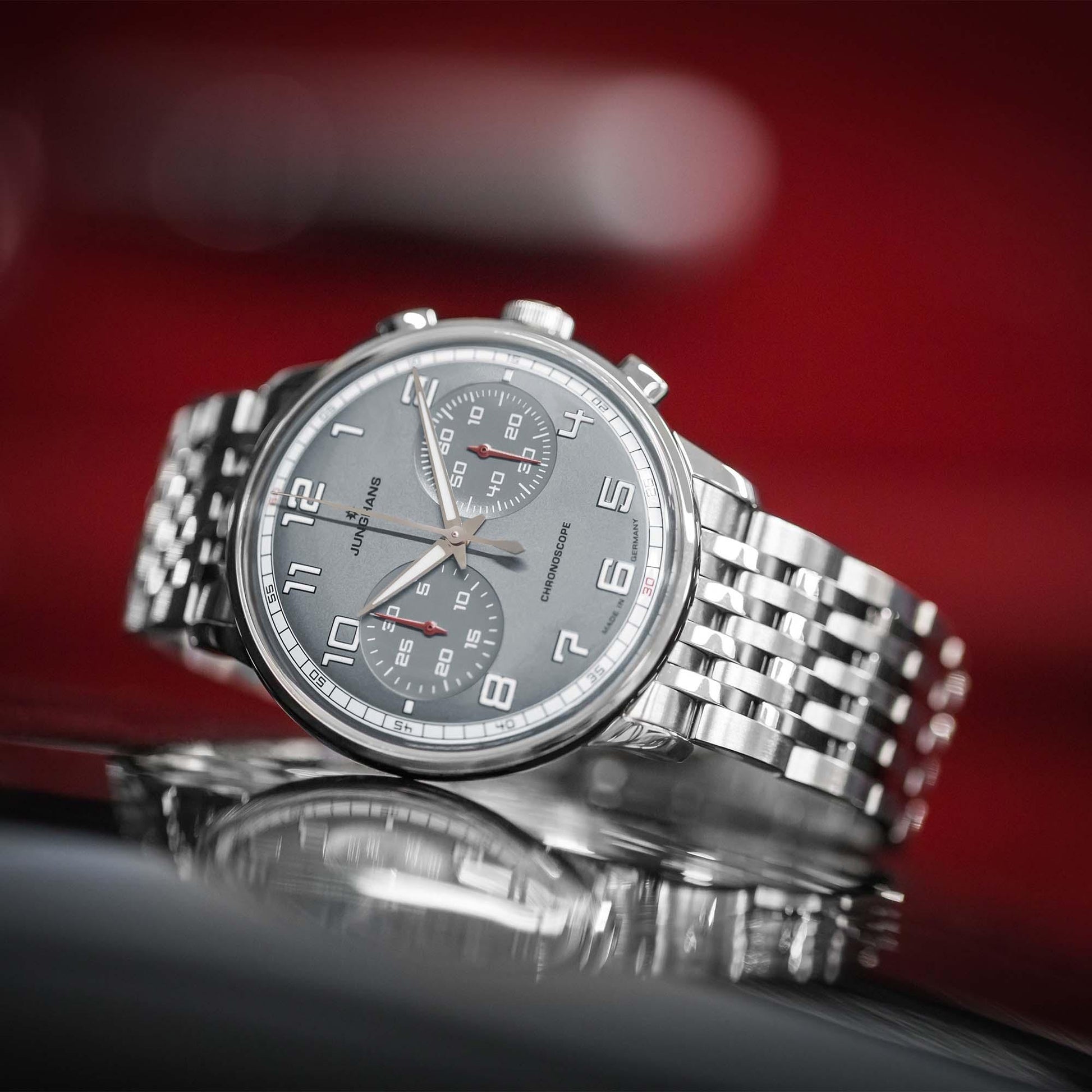 Meister Driver Chronoscope, Edelstahl von Junghans (27/3686.46)