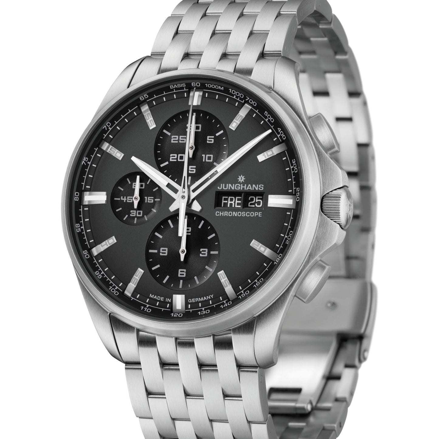 Meister S Chronoscope, Edelstahl von Junghans (27/4024.44)