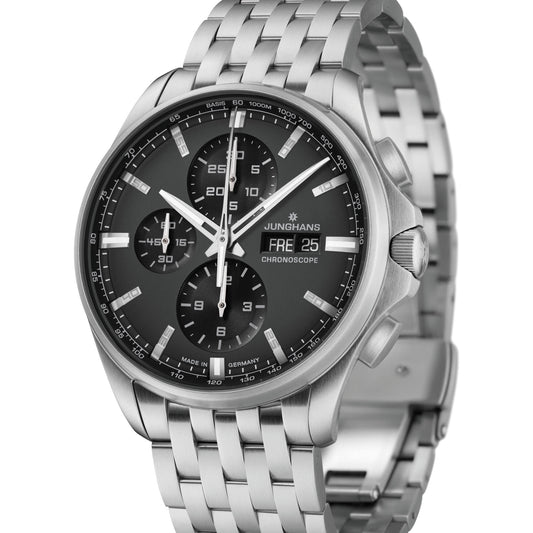 Meister S Chronoscope, Edelstahl von Junghans (27/4024.44)