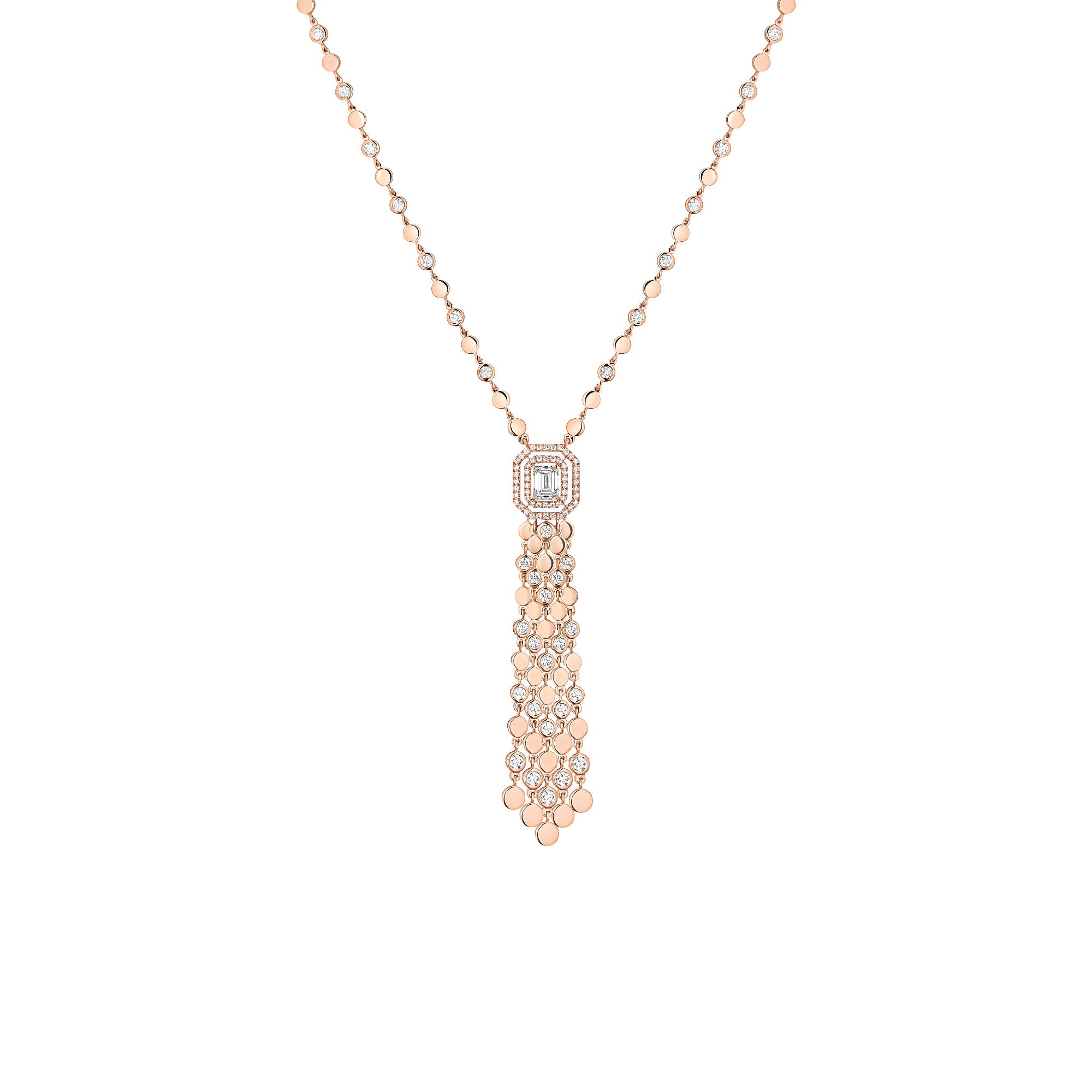 Messika D-Vibes Halskette (13175-PG) aus Roségold mit Diamant und Smaragd