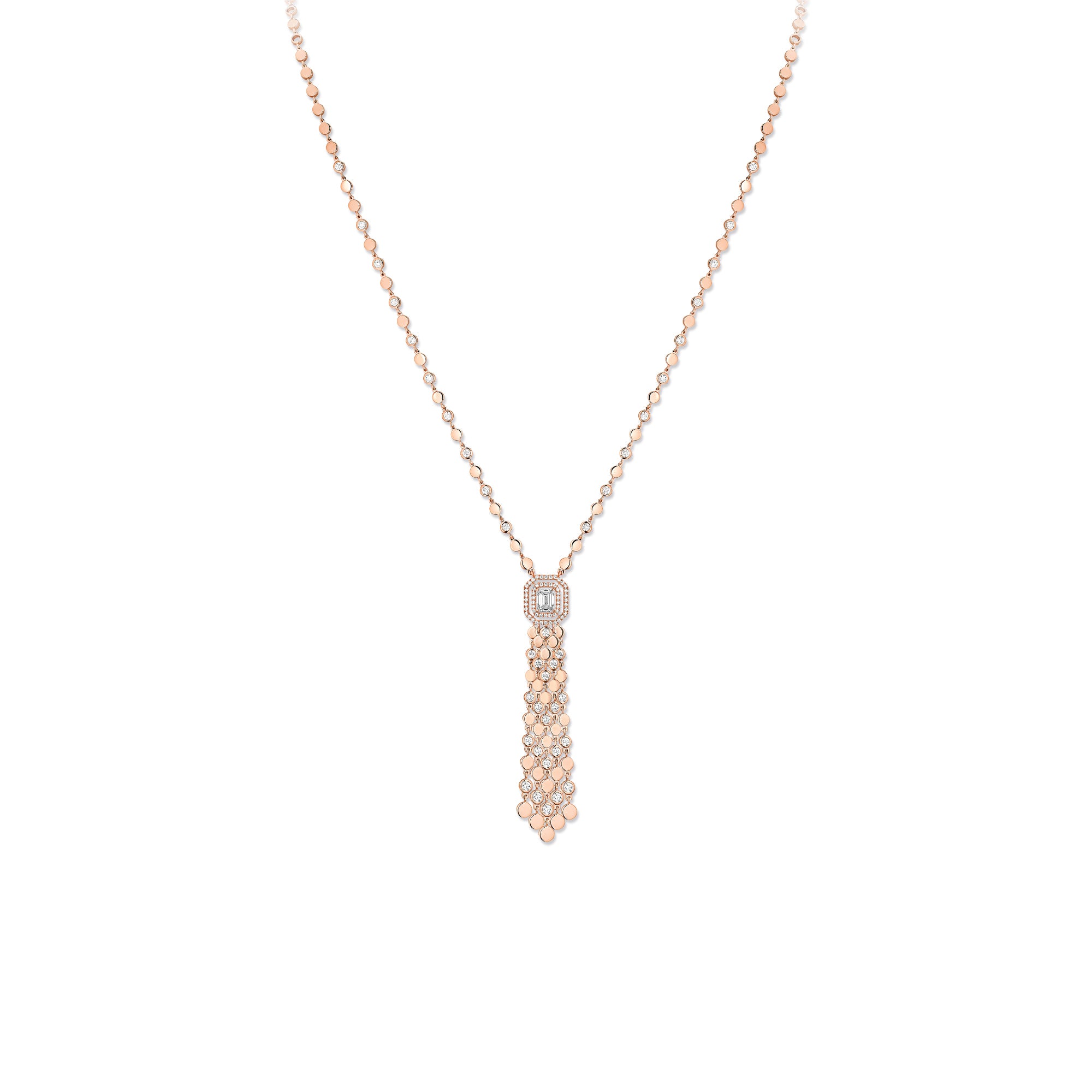 Messika D-Vibes Halskette (13175-PG) aus Roségold mit Diamant und Smaragd