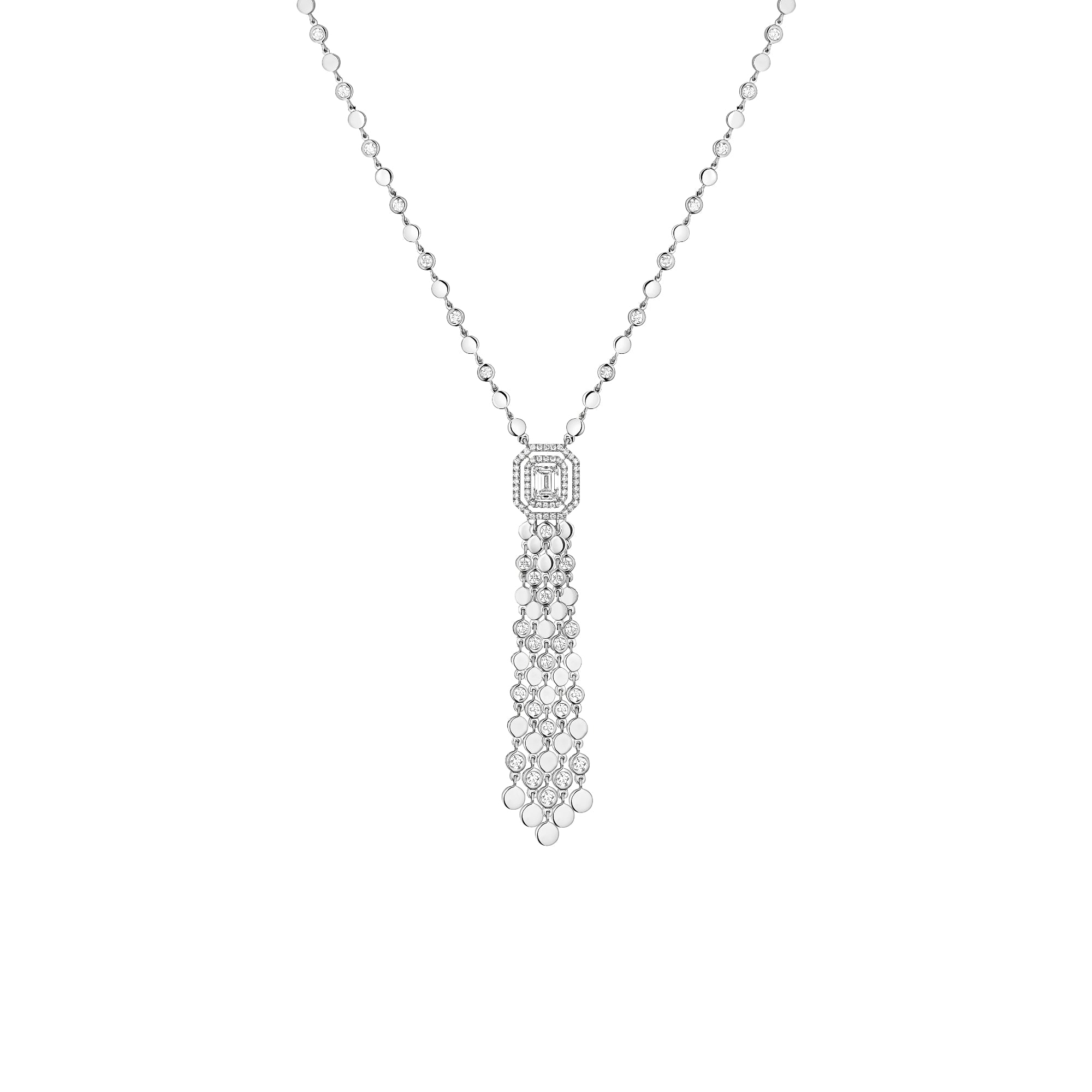 Messika D-Vibes Halskette (13175-WG) aus Weißgold mit Diamant und Smaragd