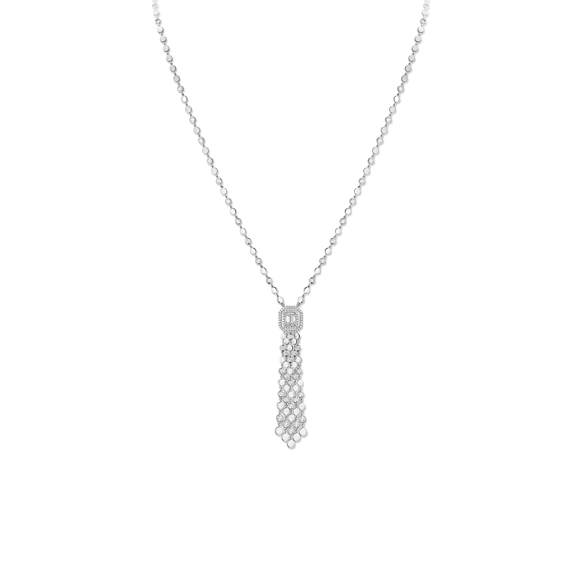 Messika D-Vibes Halskette (13175-WG) aus Weißgold mit Diamant und Smaragd