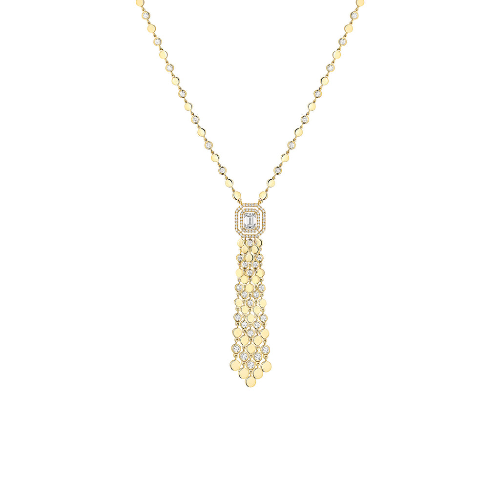 Messika D-Vibes Halskette (13175-YG) aus Gelbgold mit Diamant und Smaragd