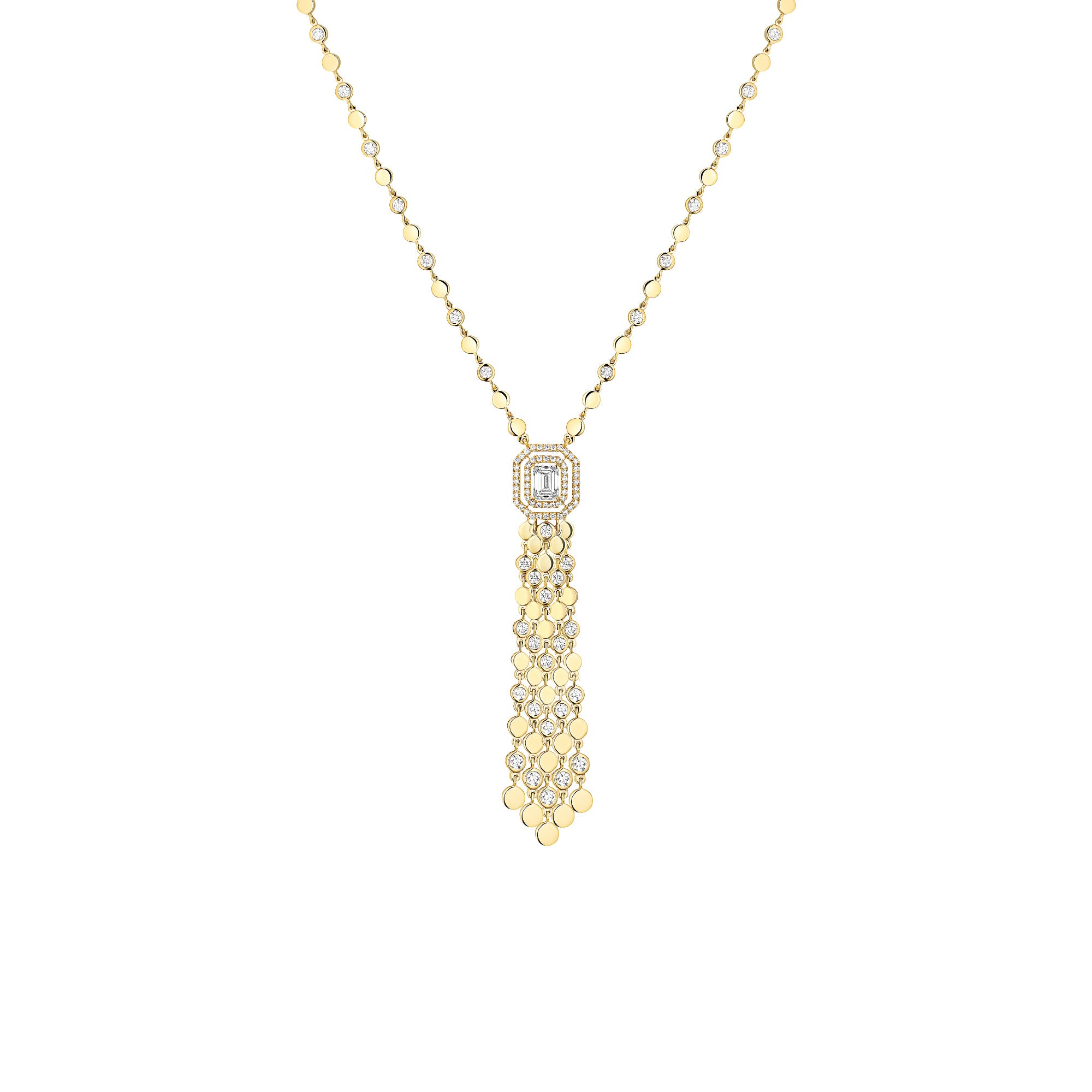 Messika D-Vibes Halskette (13175-YG) aus Gelbgold mit Diamant und Smaragd